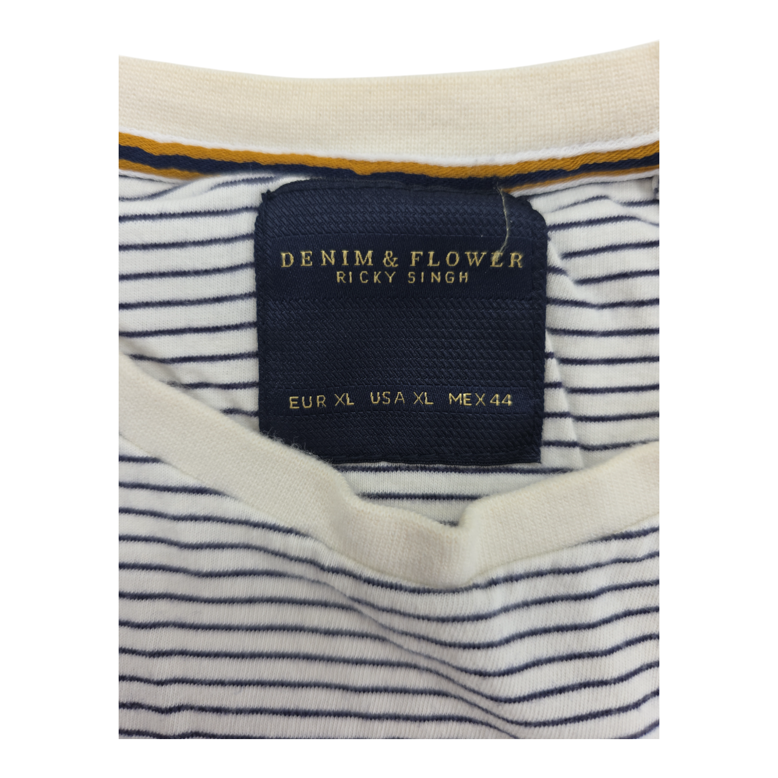 Denim & Flower Ricky Singh Stiped Short Sleeves T Shirt Mens Size XL