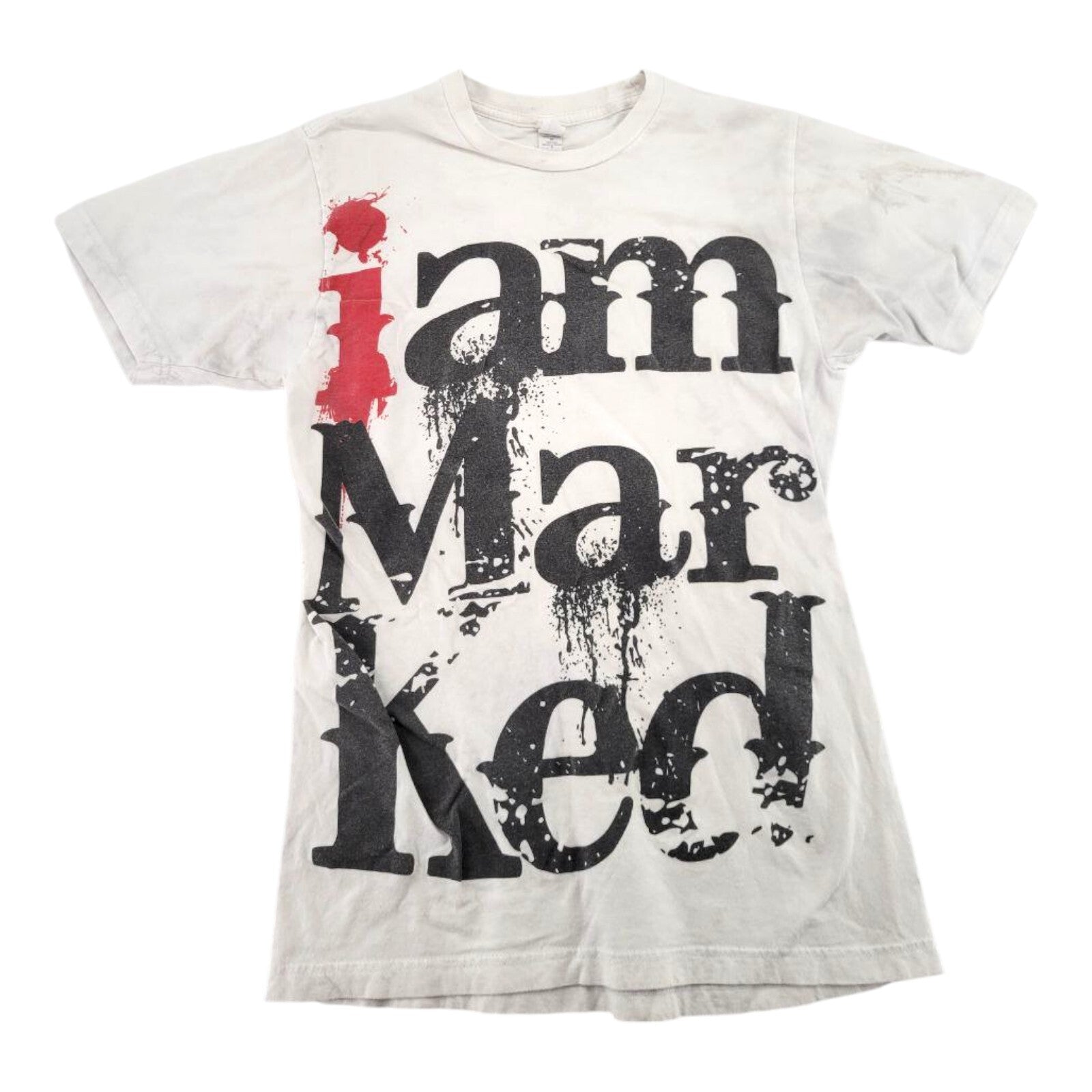 Tultex I Am Marked Grunge Graphic White T-Shirt Womens Size Small