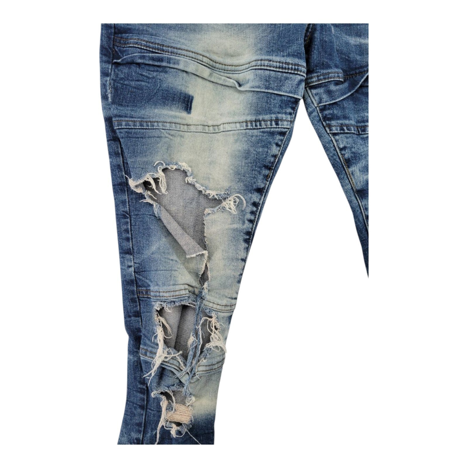 Legendary Status Mens Distressed Moto Blue Stretch Denim Jeans 38x29