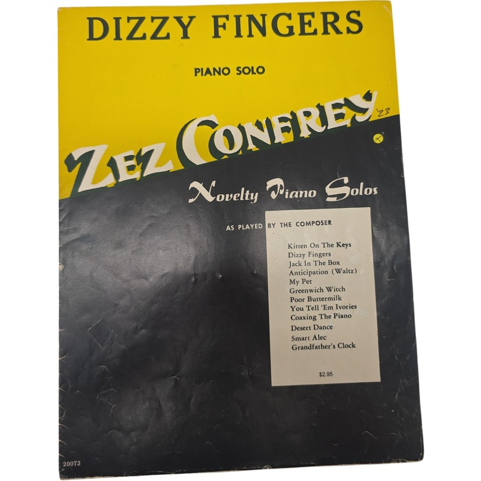 Dizzy Fingers 1923 Vintage Sheet Music Piano Solo by Zez Confrey Mills Music
