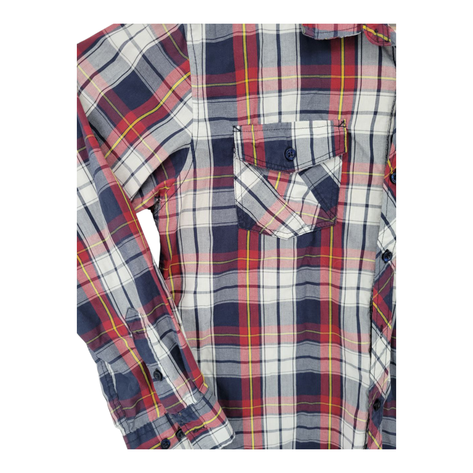 Southpole Mens Long Sleeve Plaid Shirt Red Blue Plaid Button Up Size XL