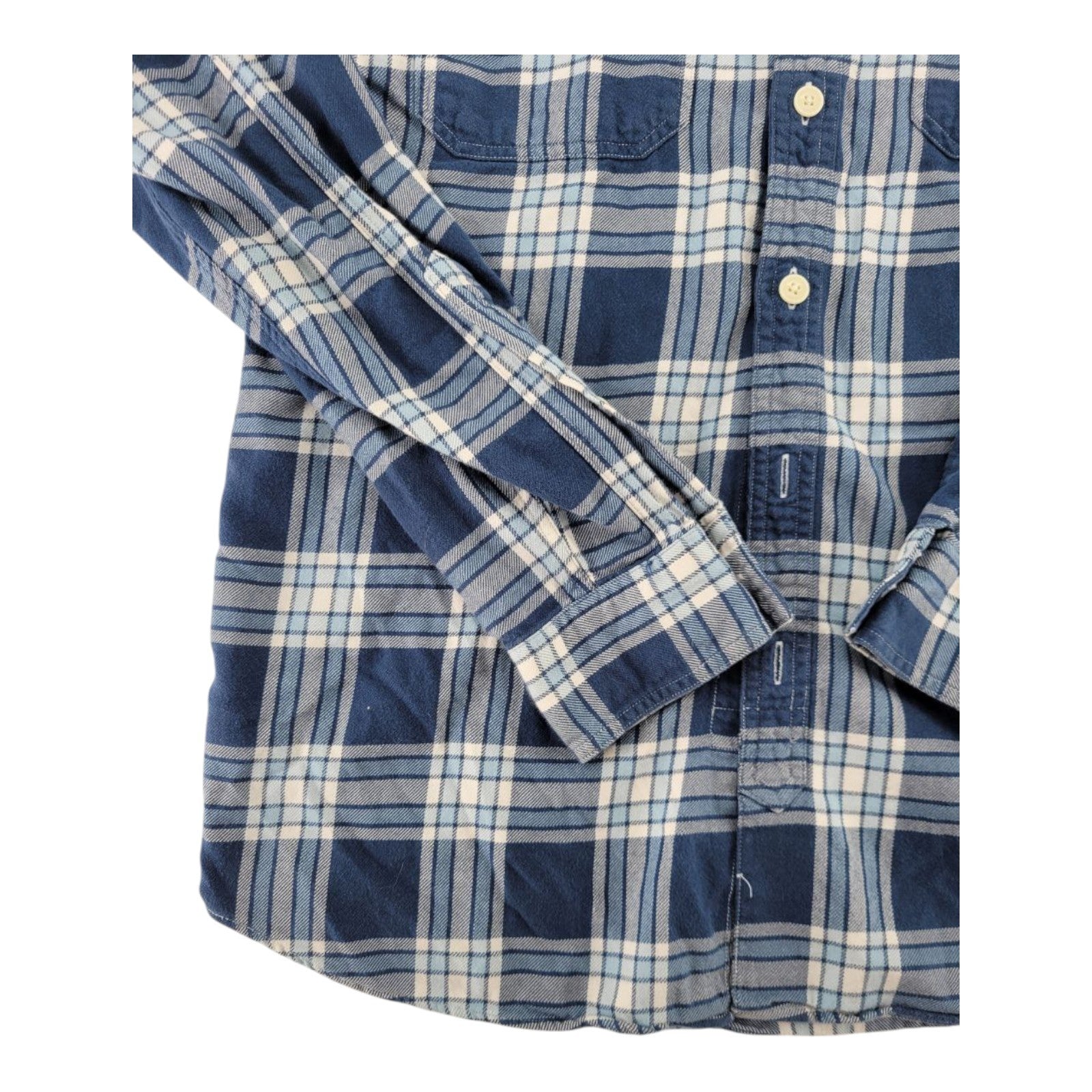 J Crew Tailored Fit Flannel Shirtings Mens Blue Plaid Long Sleeve Size M