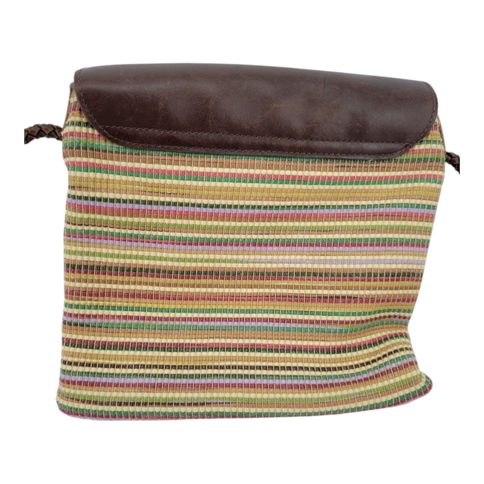 Relic Brown Faux Leather Crossbody Bag Multicolor Striped Braided Strap
