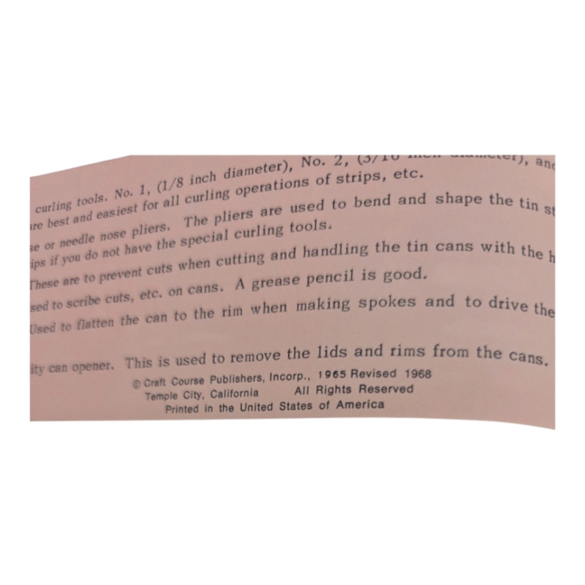 Magic With Tin Cans Vintage Christmas Small Rocking Chair instruction Craft Book