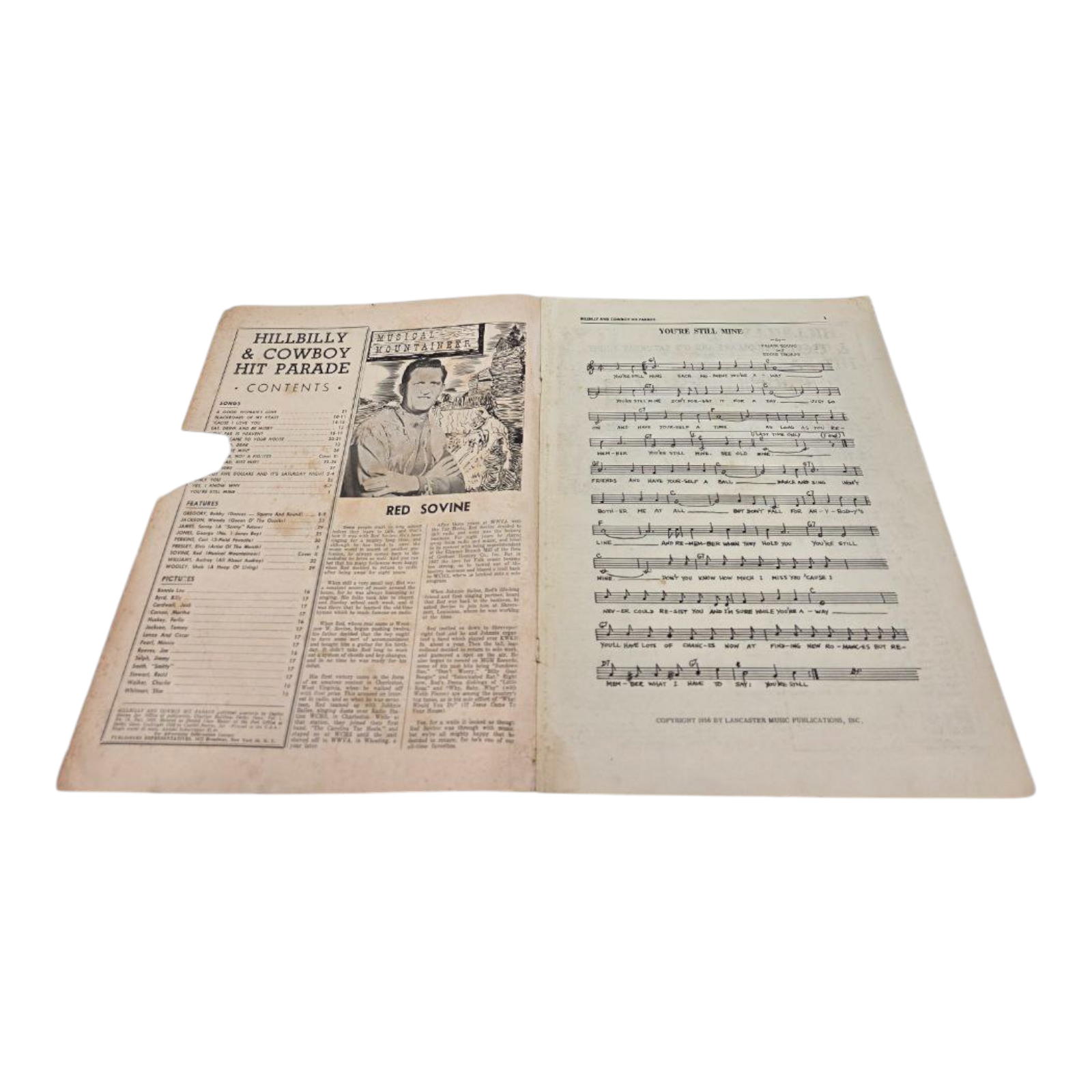 Hillbilly and Cowboy Hit Parade Vintage Sheet Music 1956 Lancaster Music