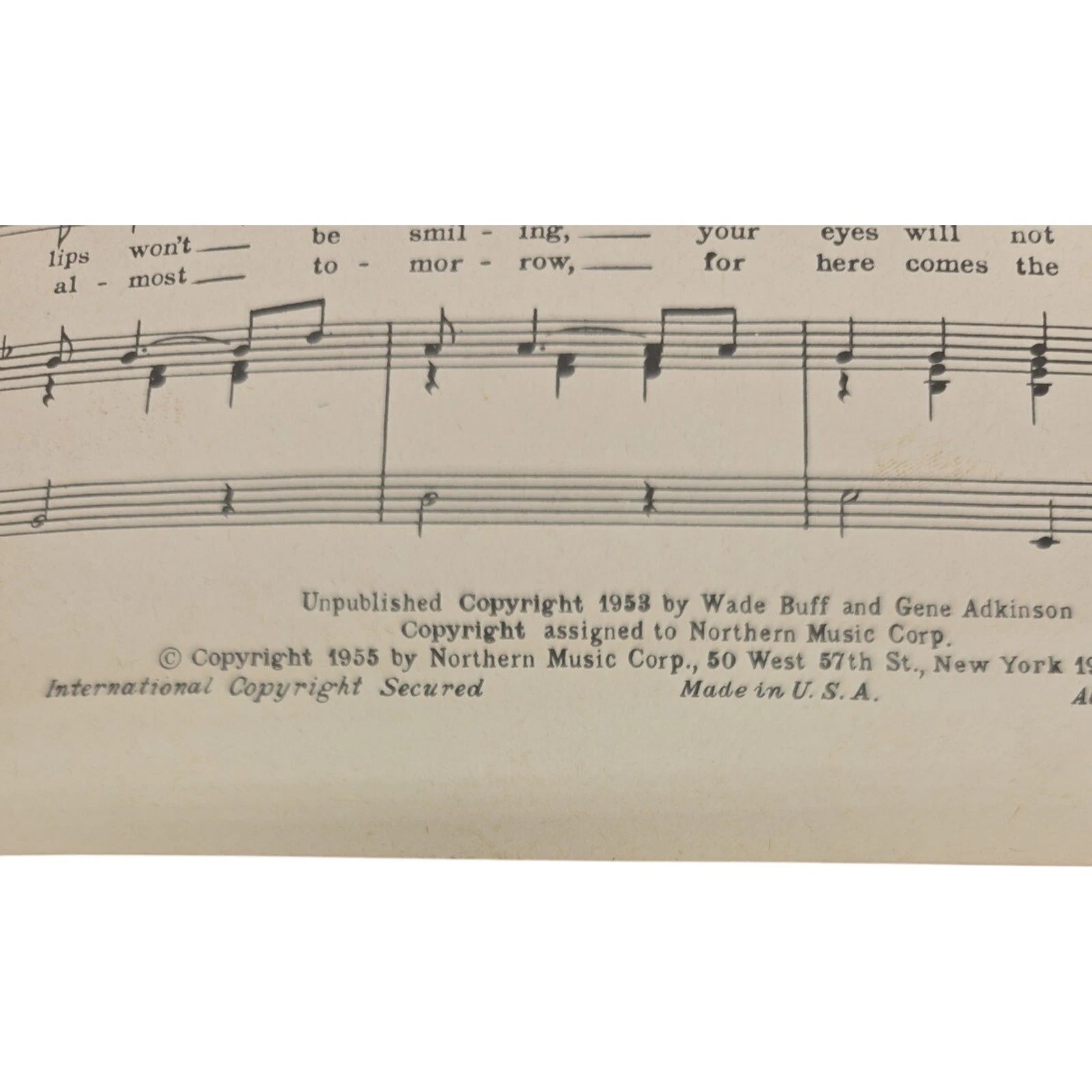 It’s Almost Tomorrow Vintage 1953 Sheet Music by Wade Buff & Gene Adkinson