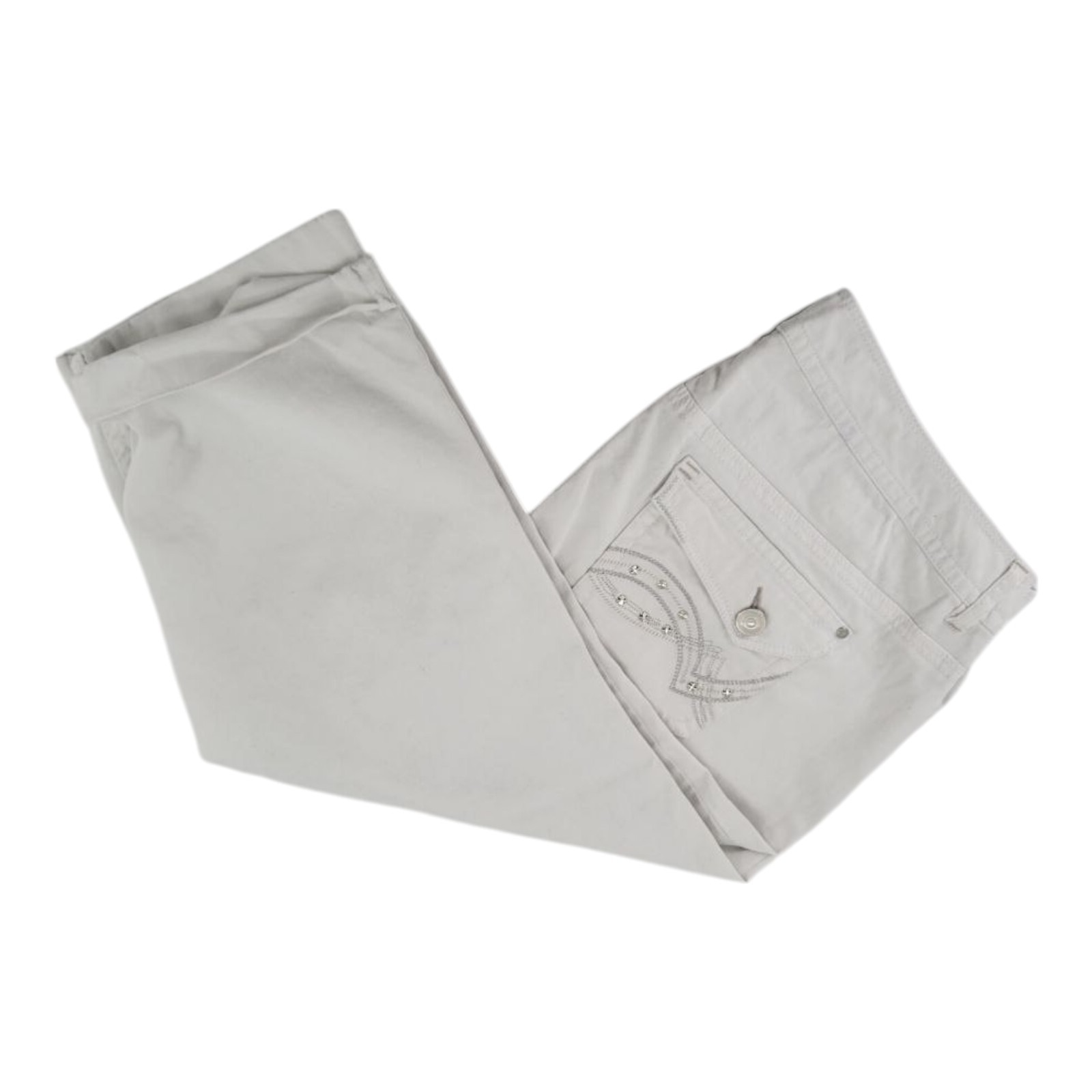 Faded Glory Womens White Capri Pants Studded Pockets Stretch Size 20W