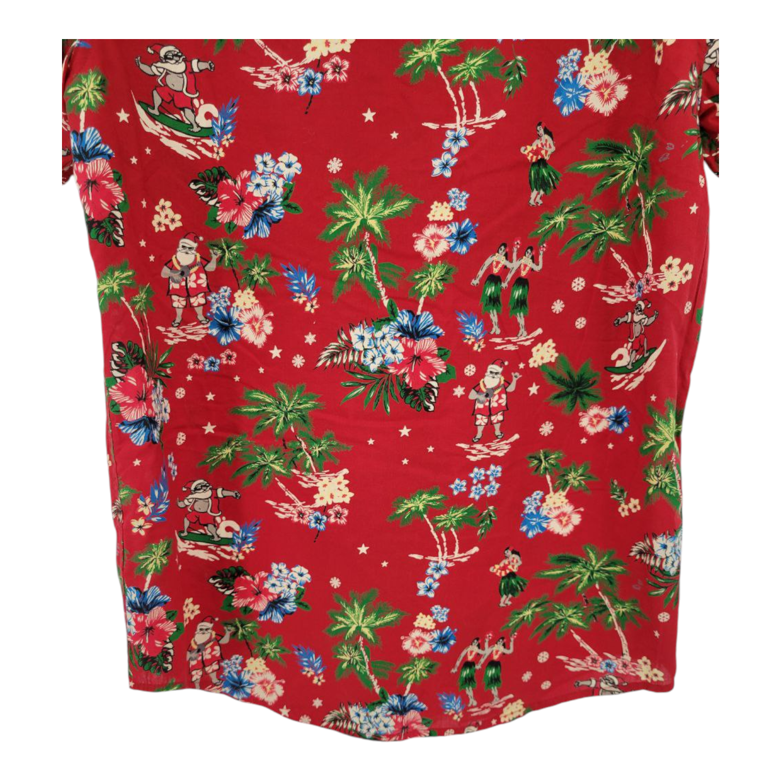 Free Planet Hawaiian Shirt Red Santa Surfing Christmas Aloha Beach Mens Size M