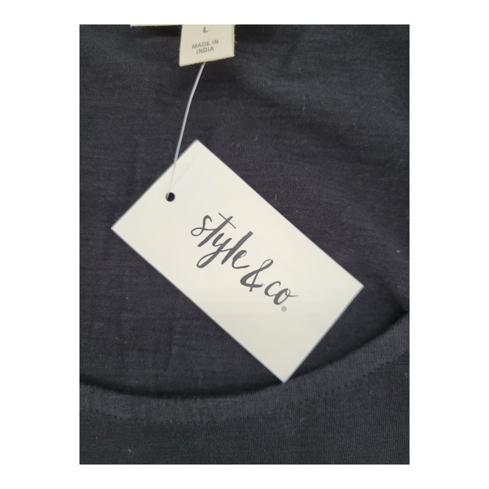 Style & Co Womens Black Tank Top Scoop Neck Sleeveless Blouse Size L