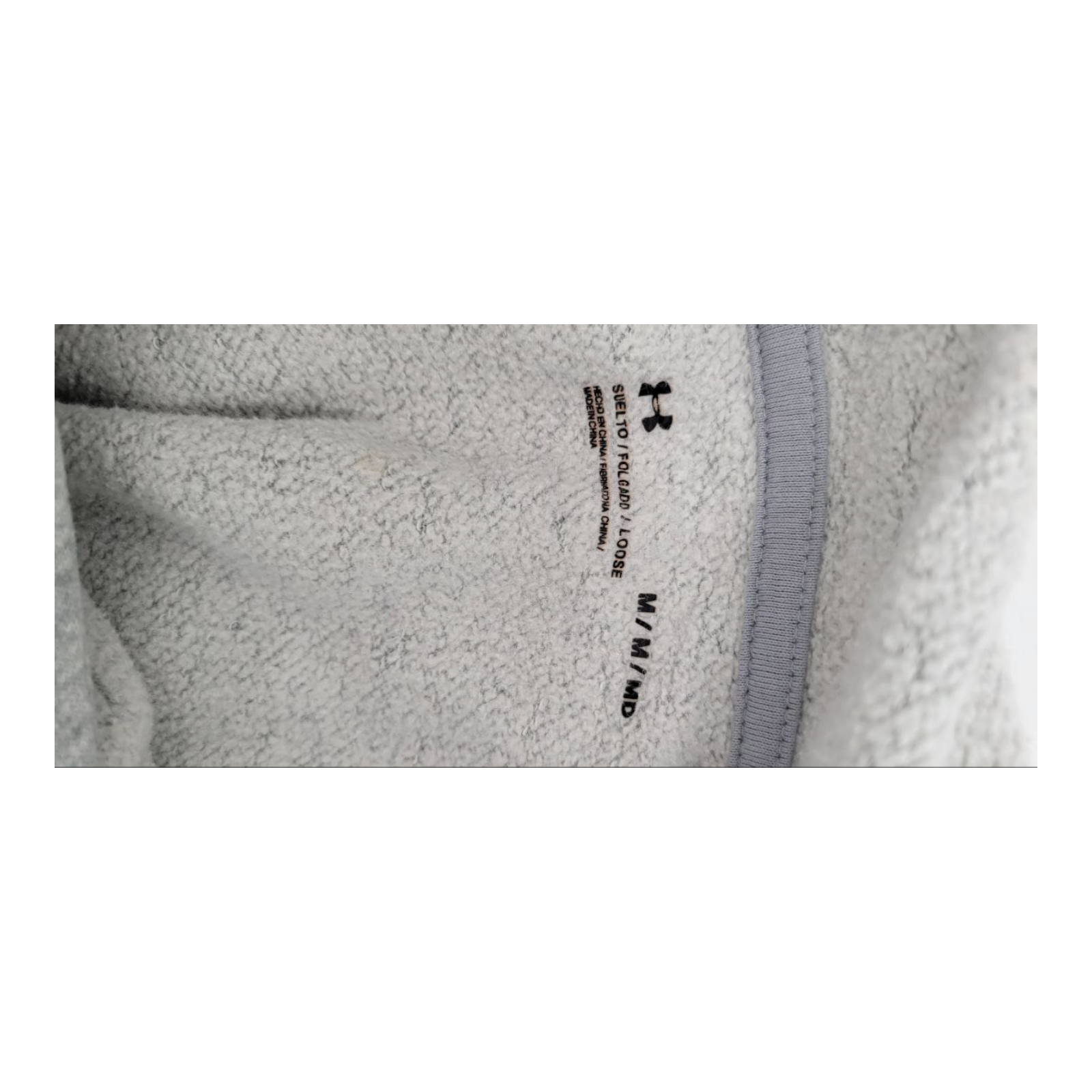 Under Armour Mens Medium Gray Hoodie Logo Sweatshirt Loose Fit Fleece Lined