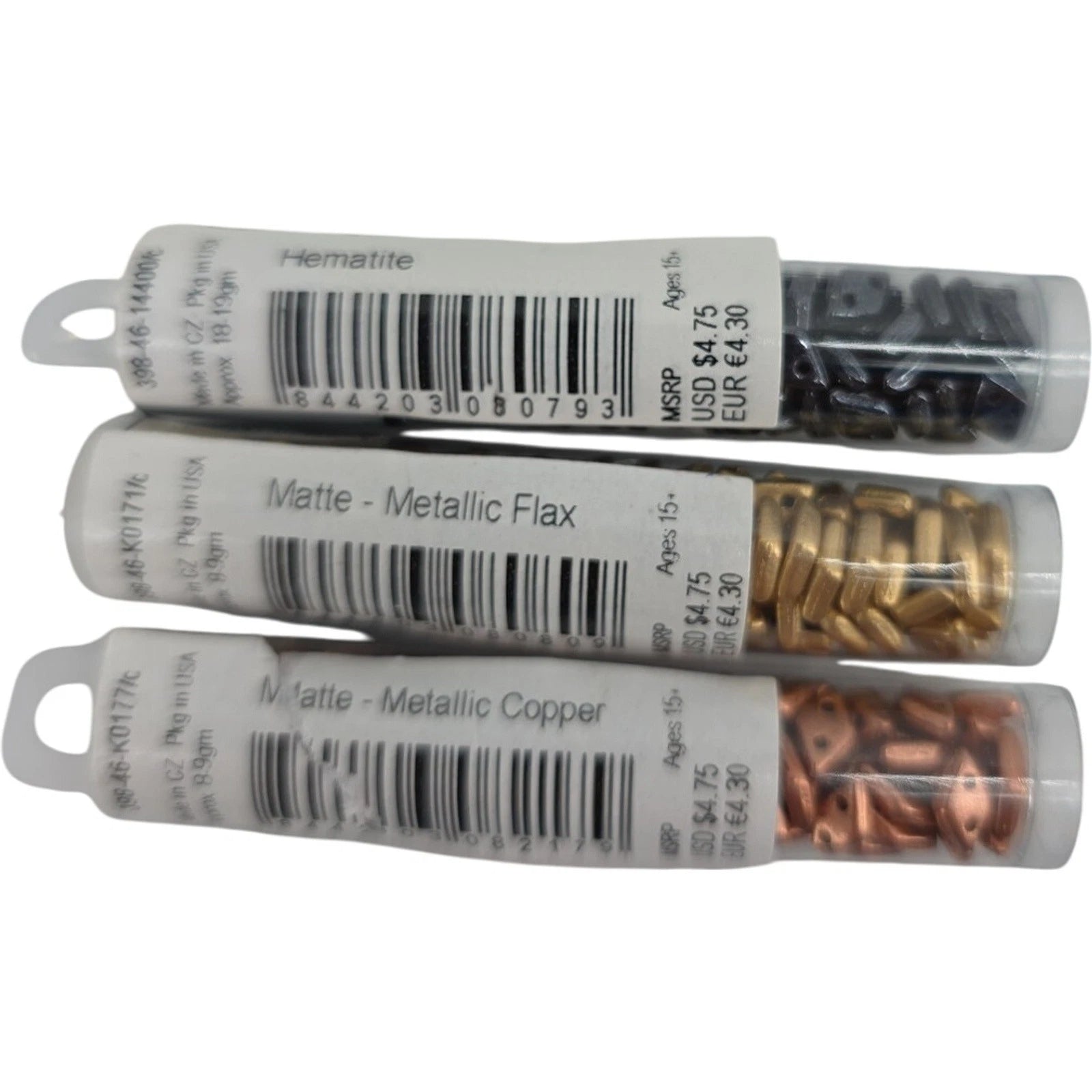 Starman CzechMates Lot of 3 Diamond Beads Matte Metallic Copper Flax Hematite