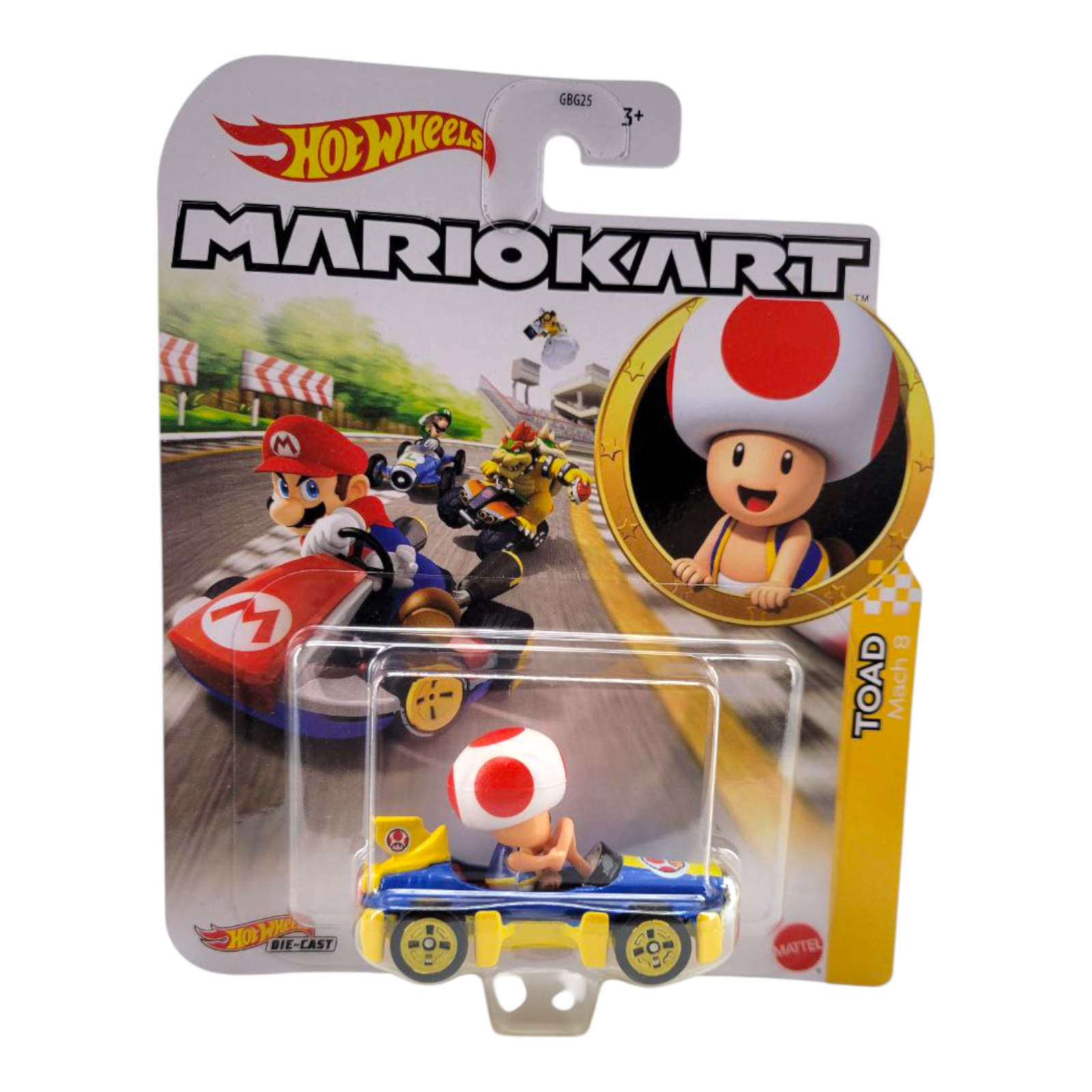 Hot Wheels Mario Kart Toad Mach 8 1:64 Scale Die-Cast Vehicle Collectible Toy