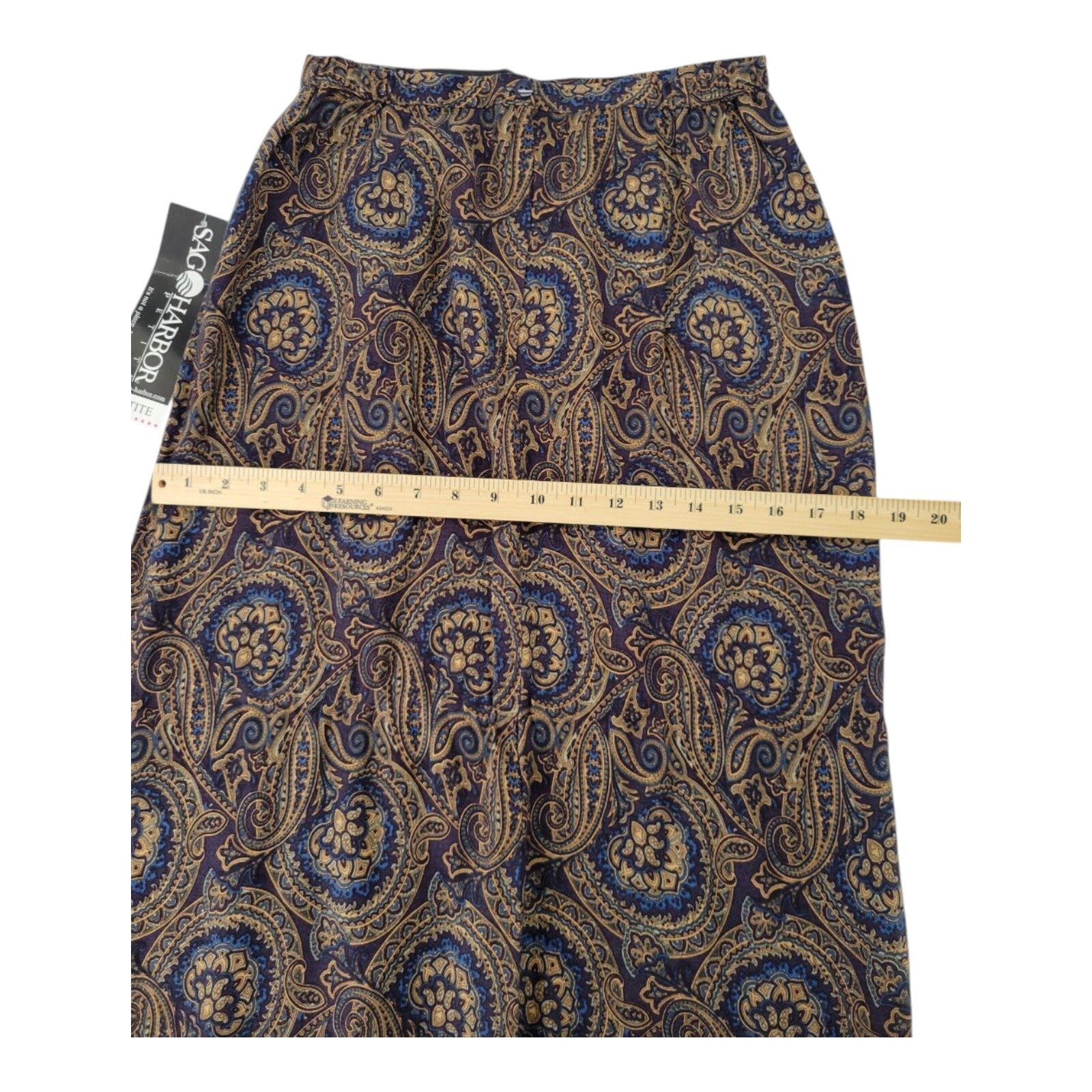 Sag Harbor Petite Paisley A-Line Midi Skirt Rayon Crepe Size 6