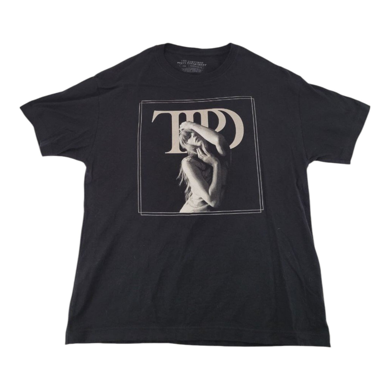 Taylor Swift The Tortured Poets Department T-Shirt Black Graphic Tee Size L