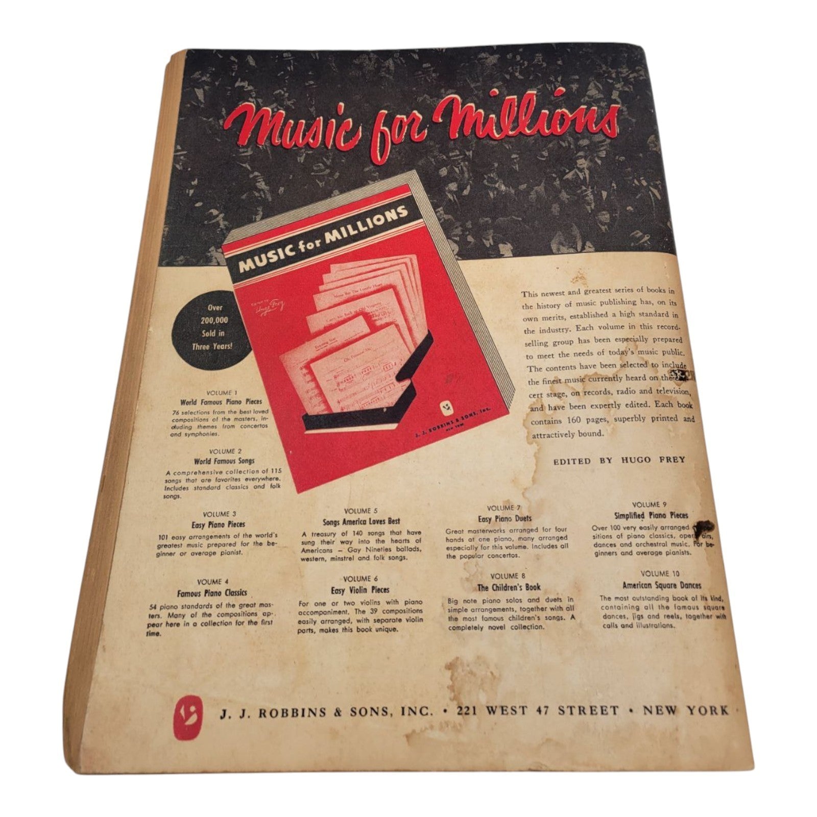 Music For Millions Volume 2 World Famous Songs 1947 Sheet Music Hugo Frey