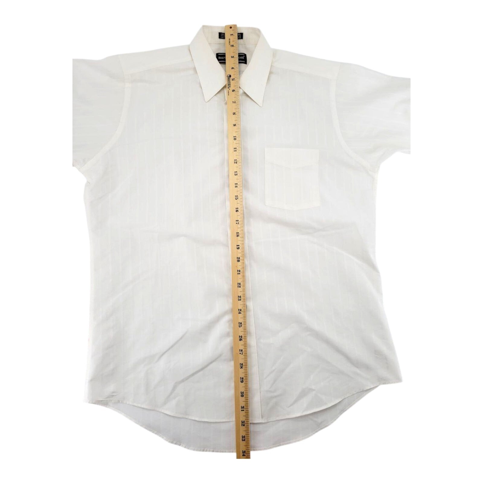 David Taylor White Striped Dress Shirt Mens Long Sleeve Size 16.5 34/35