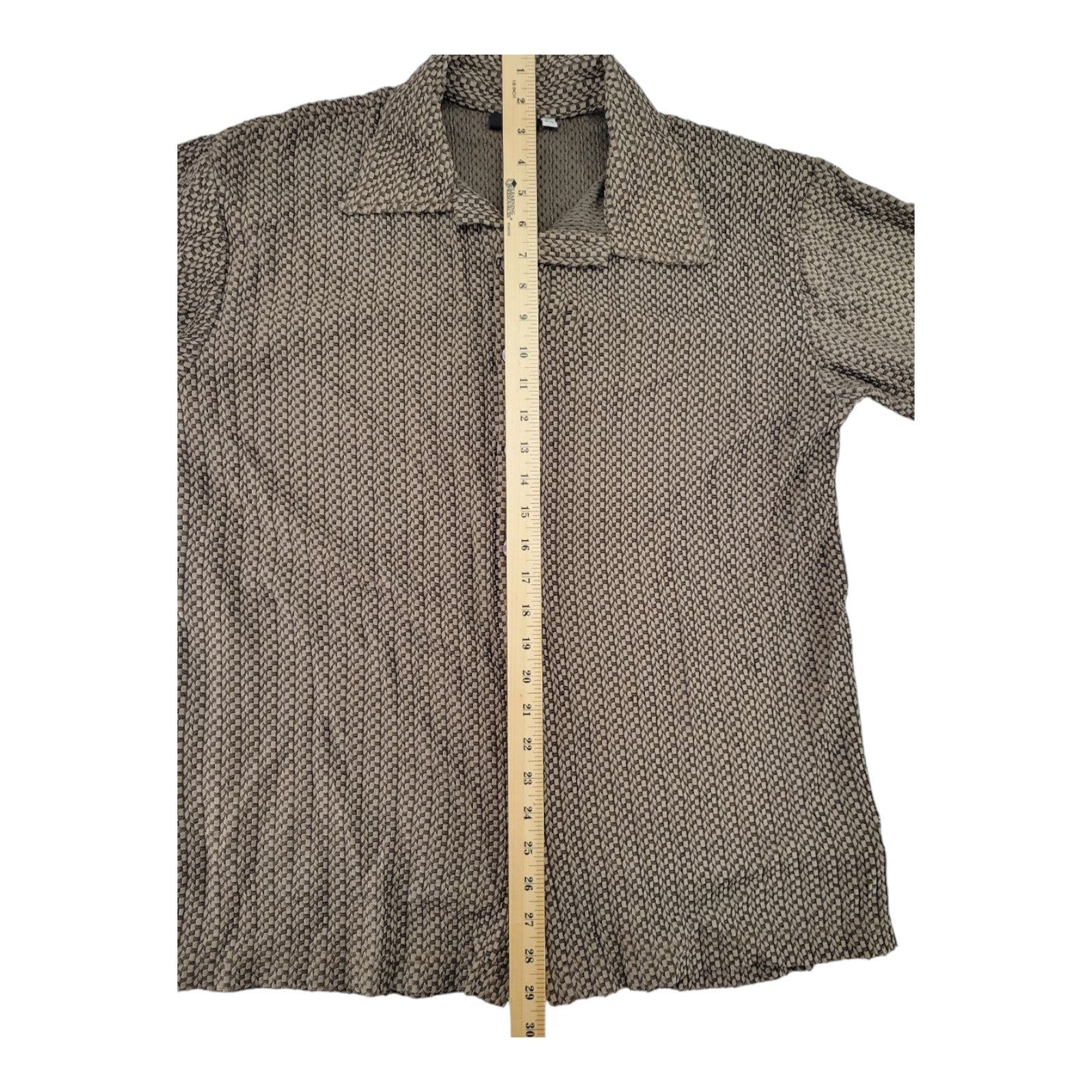 Positano by Charlie Lapson City Collection Brown Retro Textured Button Shirt 2X