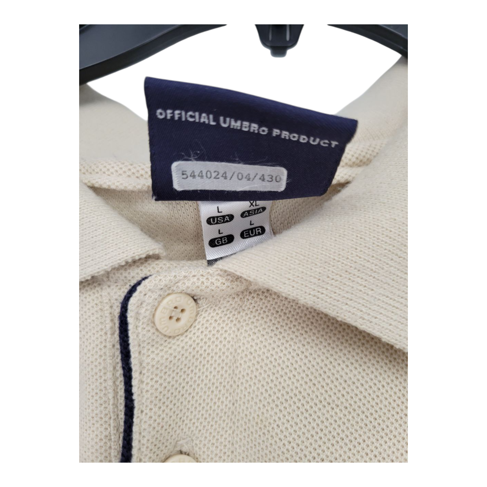 Umbro Beige Polo Shirt Short Sleeve Embroidered Logo Mens Size L
