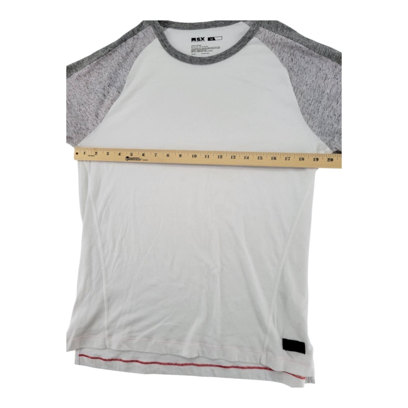 MSX by Michael Strahan Raglan Shirt Mens White Gray Long Sleeve Size Medium