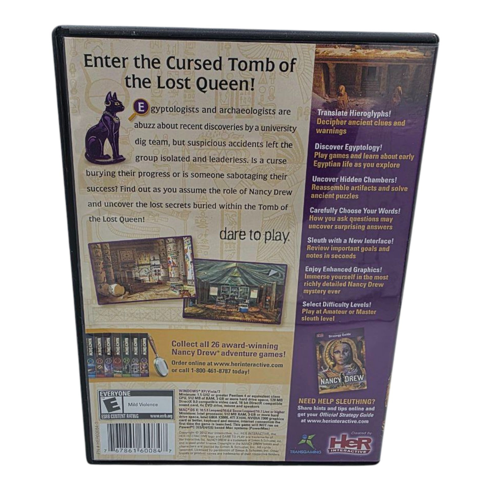 Nancy Drew Tomb of the Lost Queen PC Game Win Mac 2012 Complete Tested