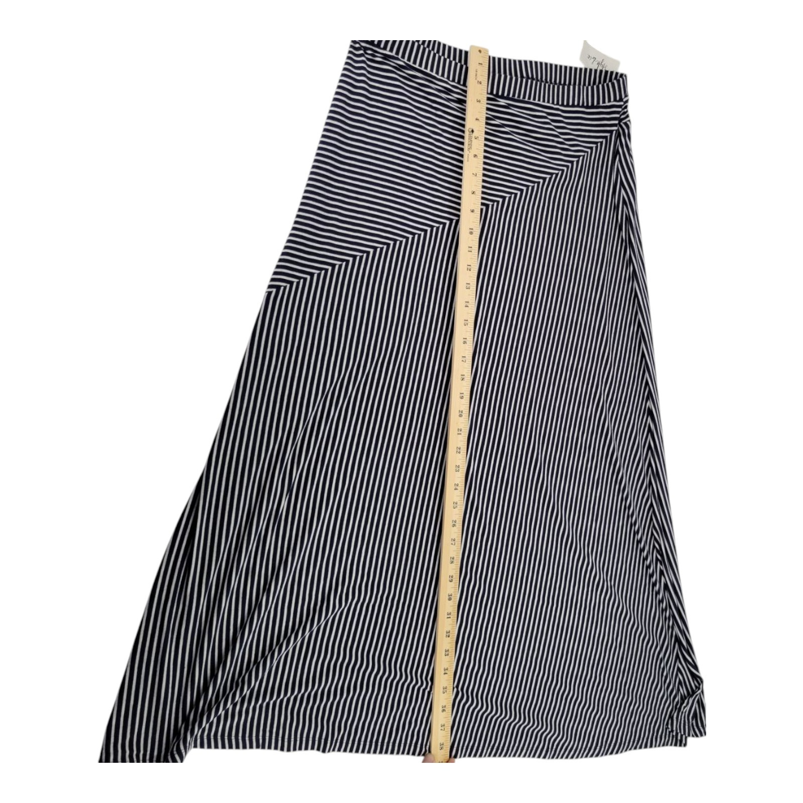 Style & Co. Women's Large Navy White Stripe Spliced Skirt