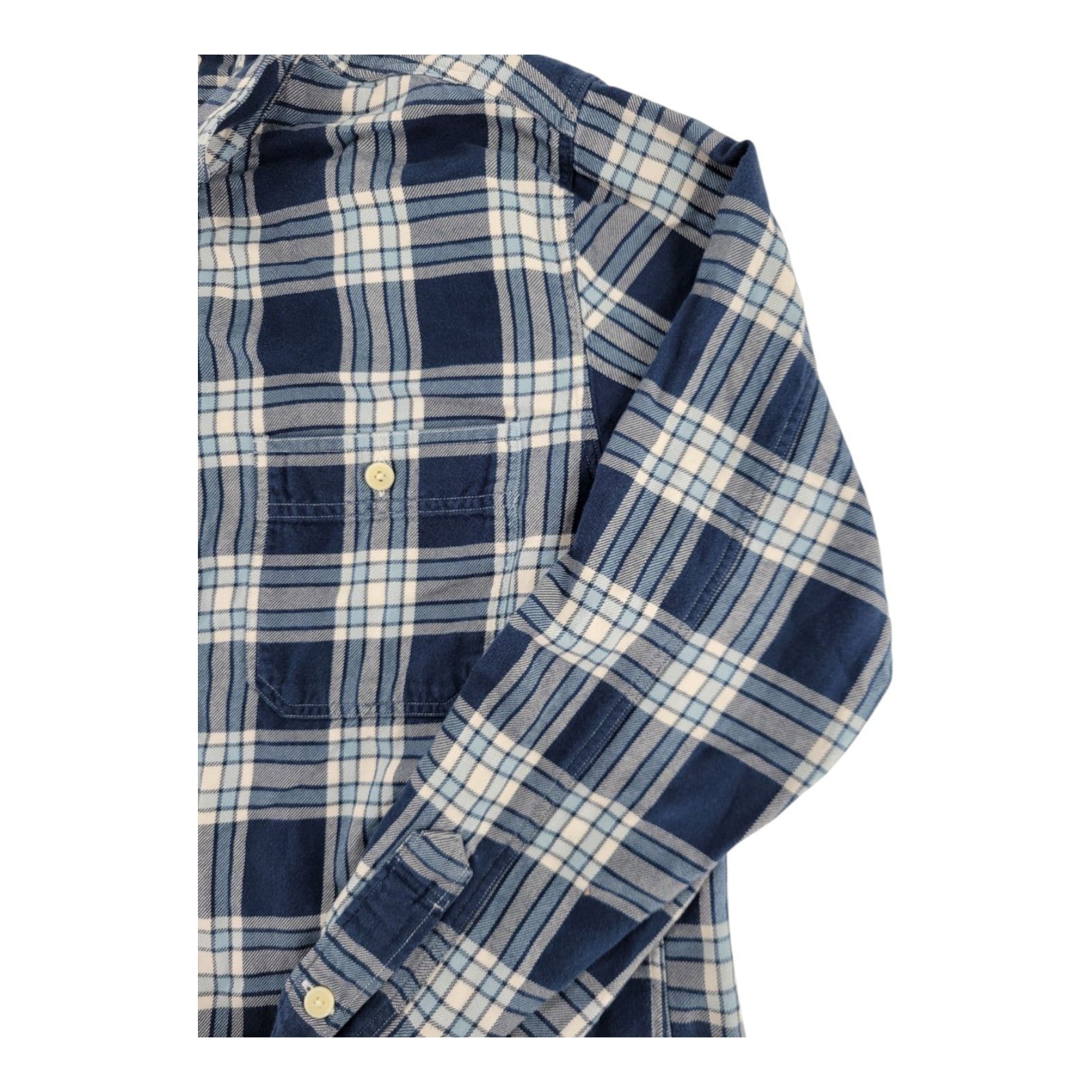 J Crew Tailored Fit Flannel Shirtings Mens Blue Plaid Long Sleeve Size M