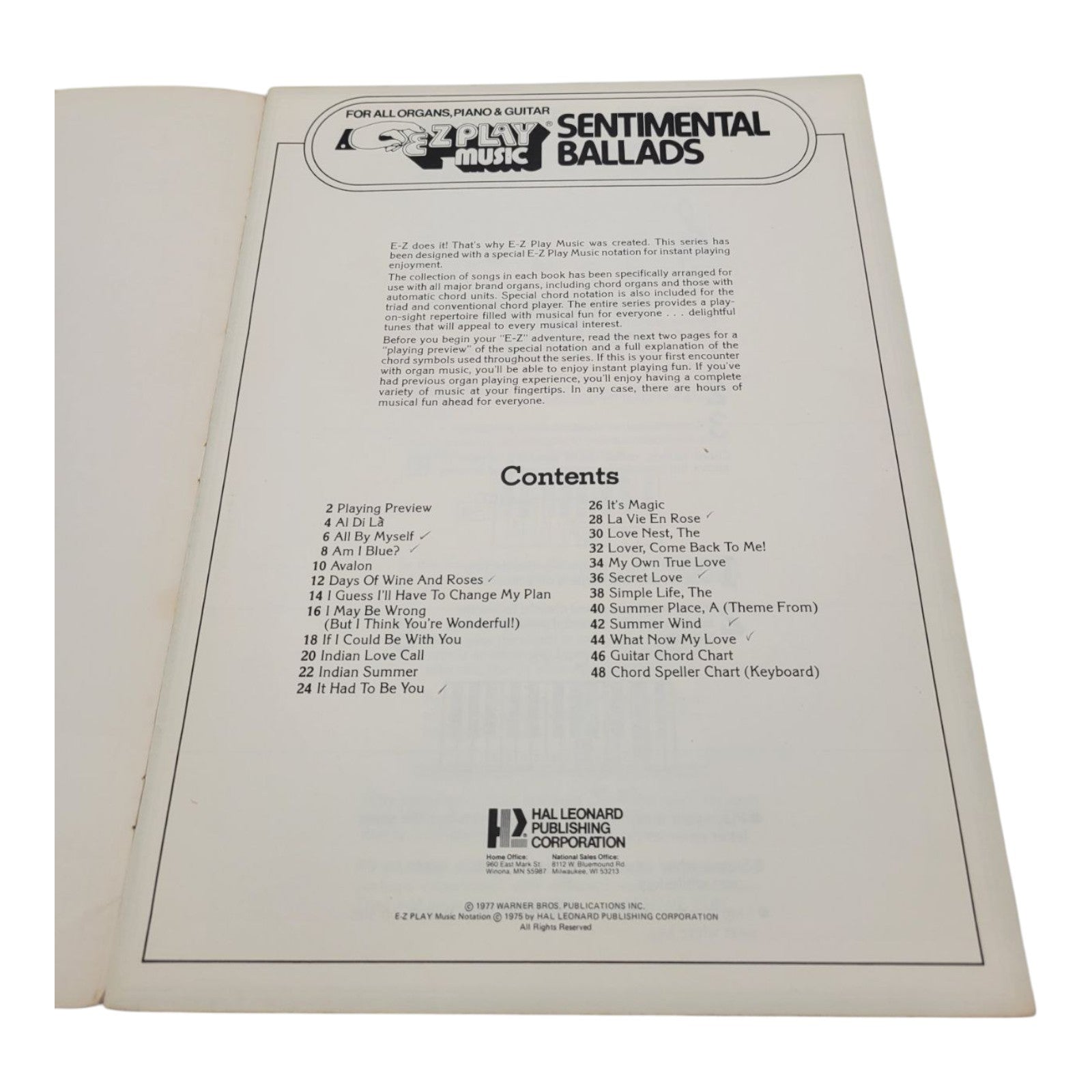 Vintage 1977 EZ Play Today #38 Sentimental Ballads Sheet Music Songbook