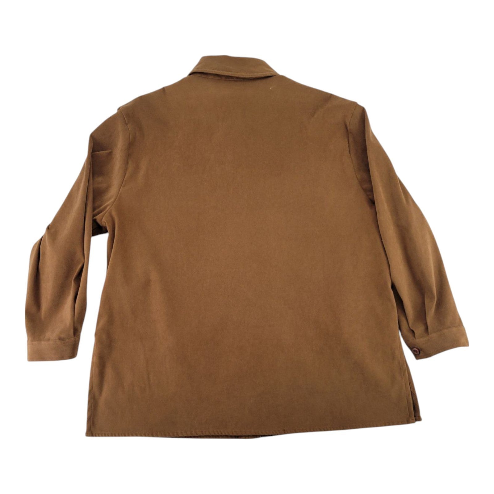 Joanna Plus 18W Brown Button Front Blouse Long Sleeve Stretch Polyester