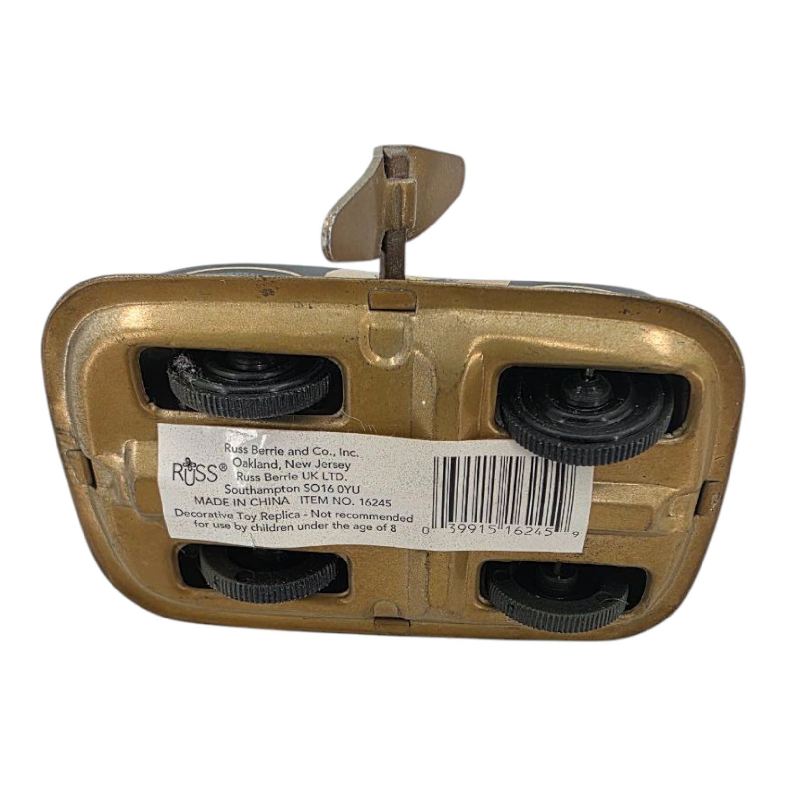 Vintage Russ Berrie Tin Lithograph Wind Up Police Car 16245 Working Condition