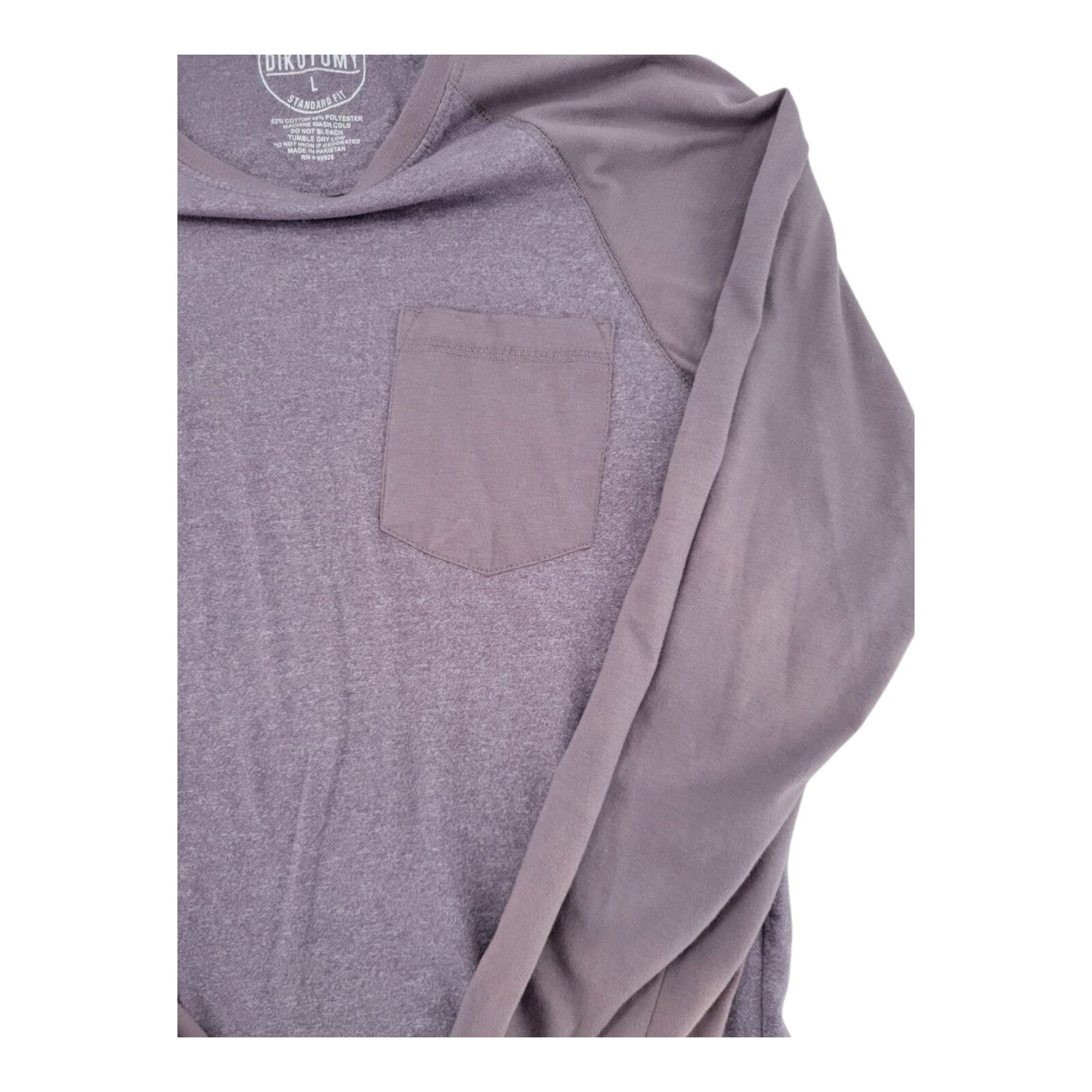 Dikotomy Premium Basics Mens Long Sleeve Pocket T-Shirt Purple Size L