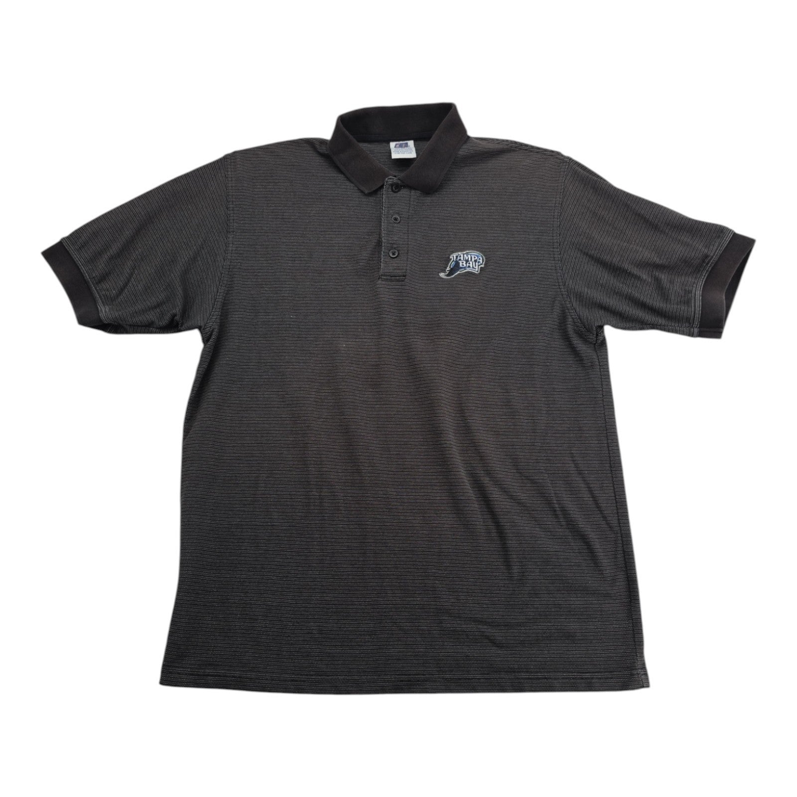 Vintage Tampa Bay Devil Rays Men's Polo Shirt Grey Short Sleeve Embroidered XL