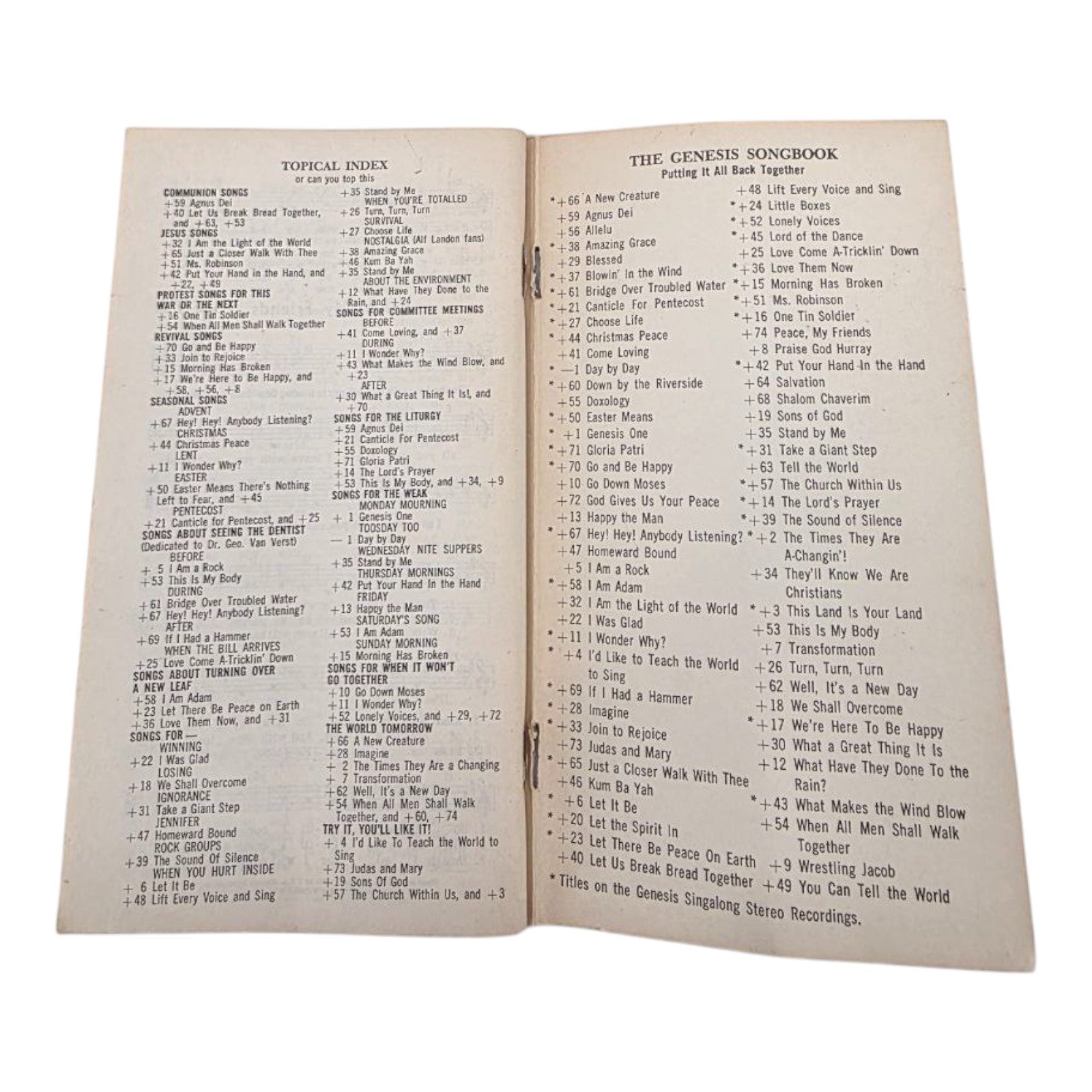 The Genesis Songbook Songs for Getting It All Together Carlton R. Young 1973