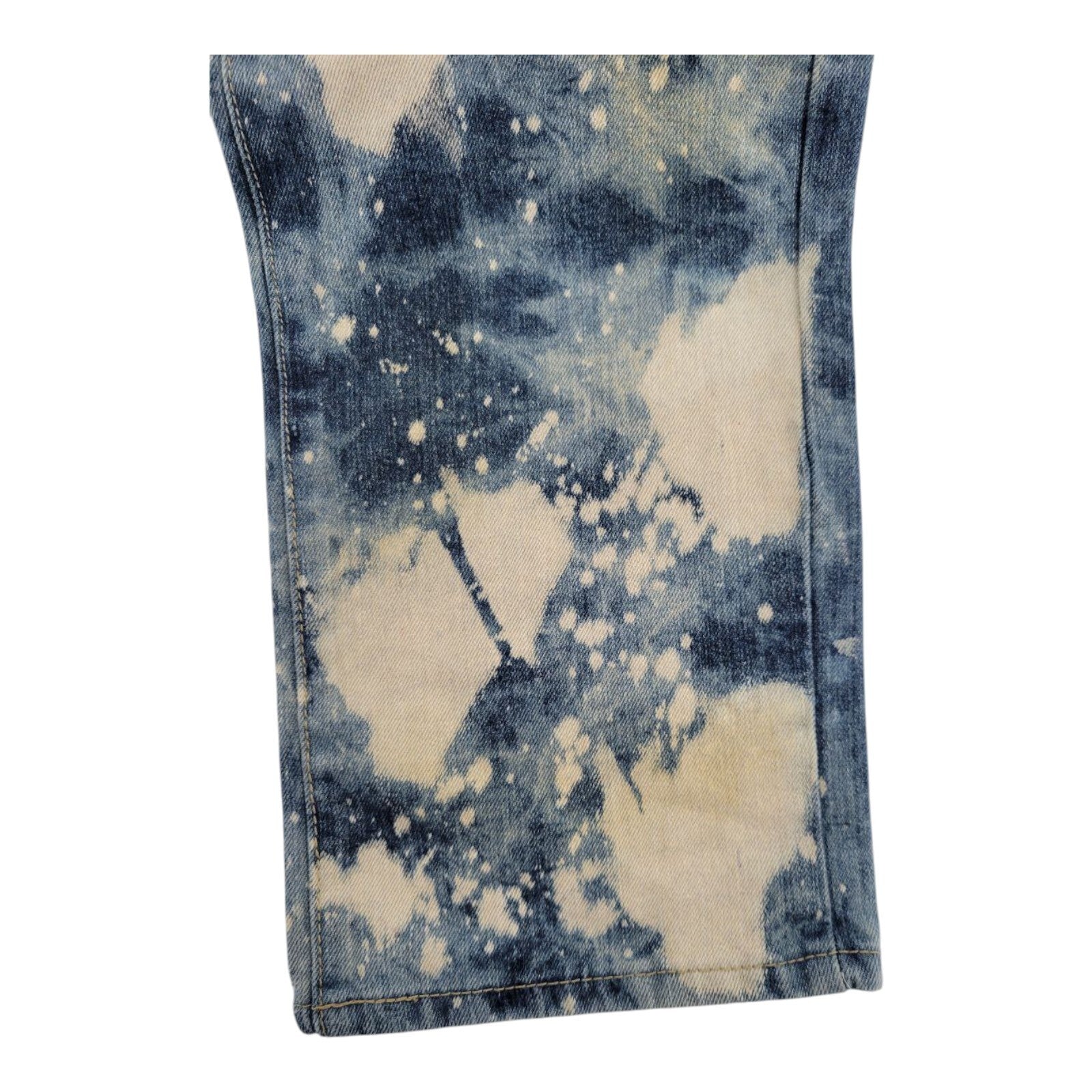 Denim & Rivets Stonewashed Distressed Moto Denim Jeans Bleached Mens Size 36