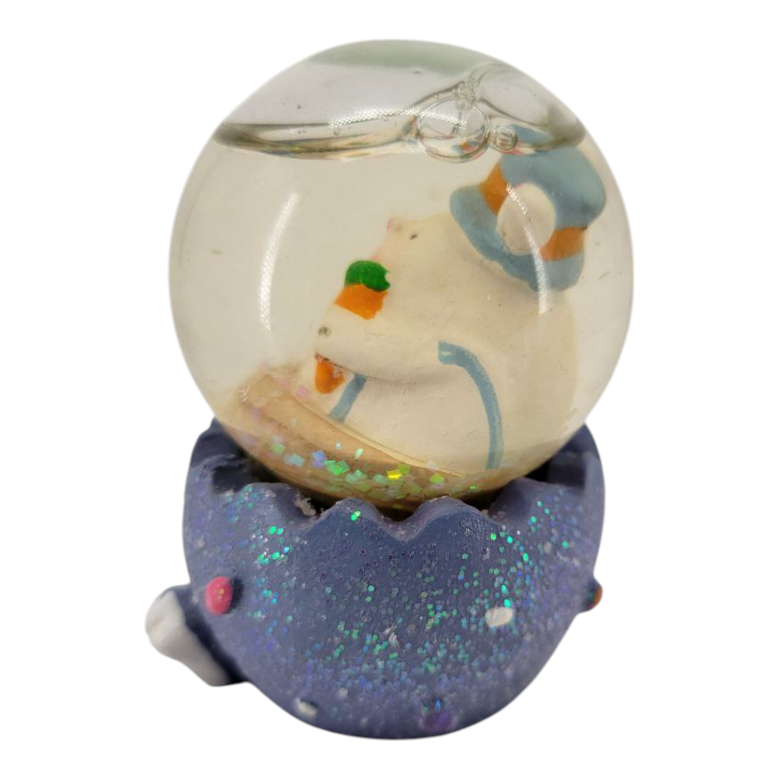 Dolgencorp Happy Easter Bunny Mini Snow Globe Purple Glitter Egg Decoration