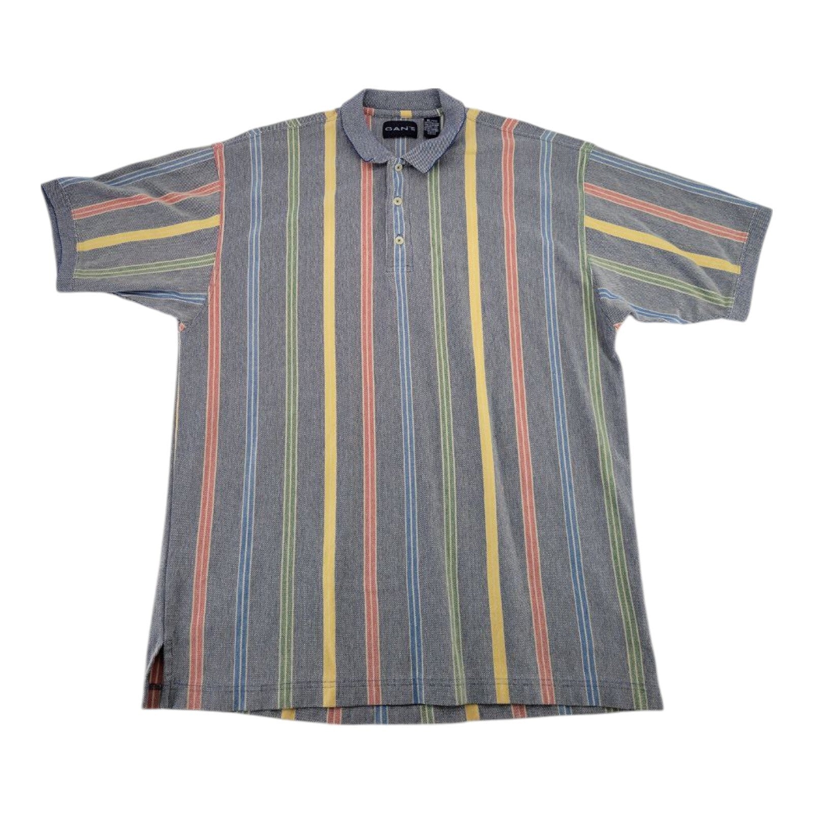 GANT Polo Shirt Mens Multicolor Vertical Stripe 100% Cotton Size XL