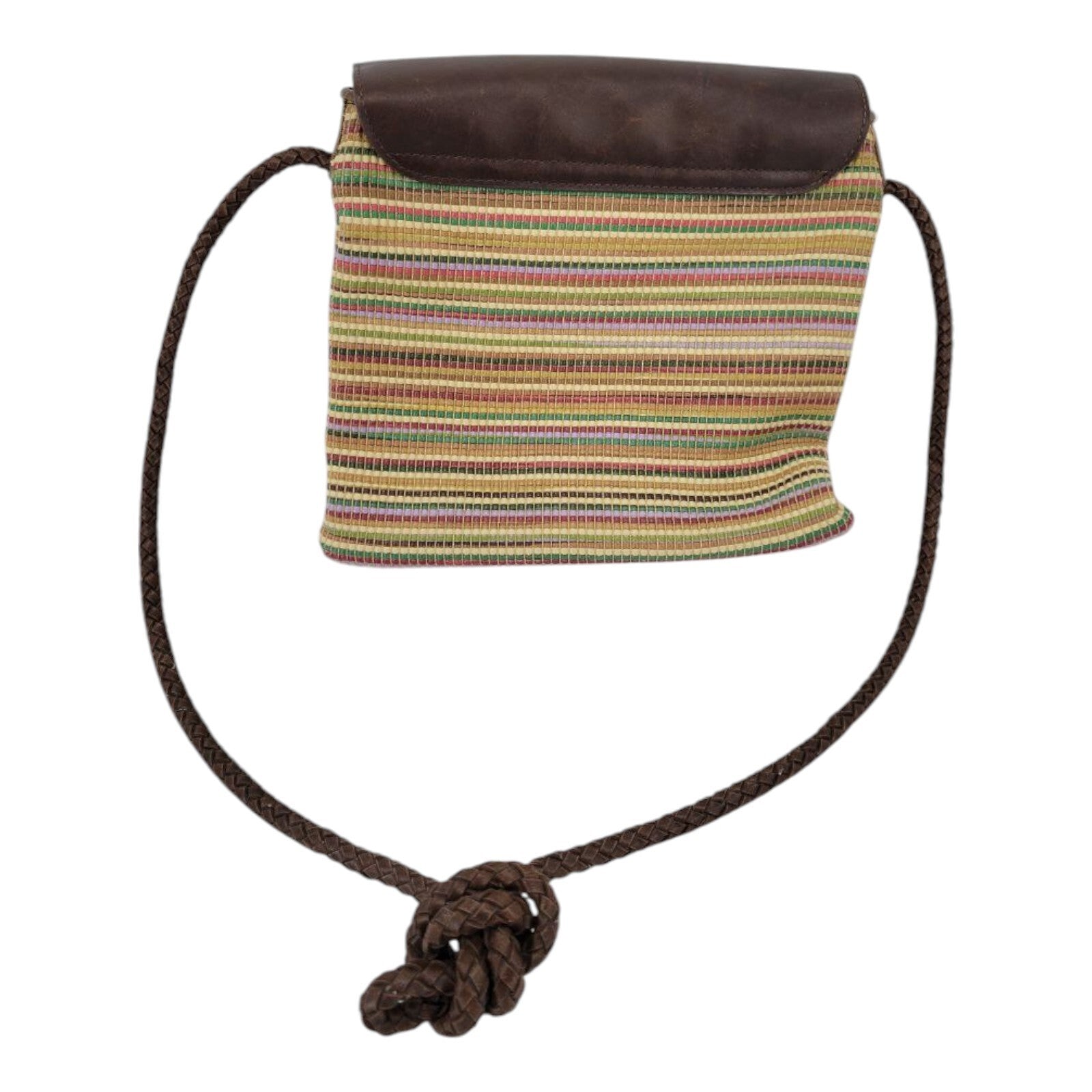 Relic Brown Faux Leather Crossbody Bag Multicolor Striped Braided Strap