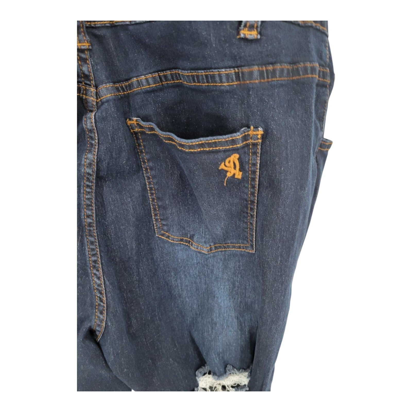 VIP Jeans Skinny Sleeveless Zip Up Blue Distressed Denim Jumpsuit 3X