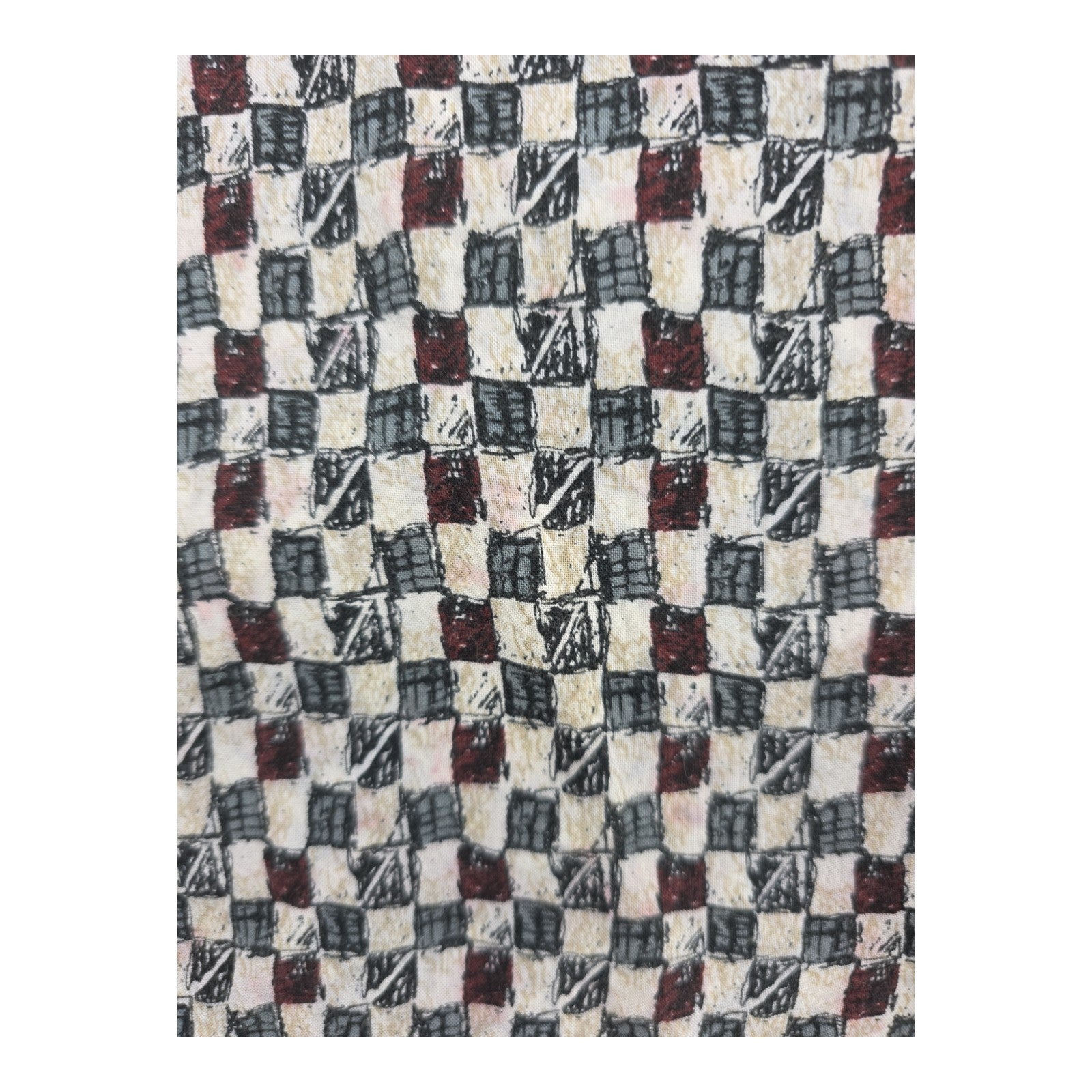 Damante Geometric Checkerboard Button-Up Shirt Rayon Long Sleeve Men’s L