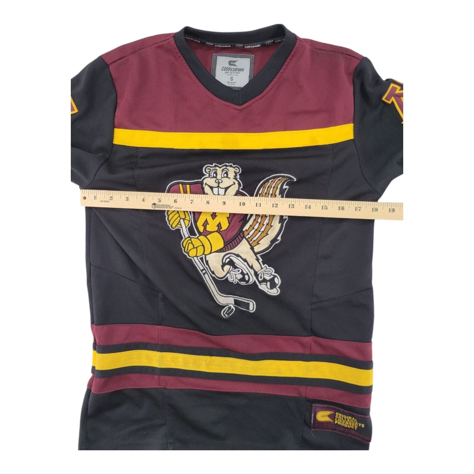 Colosseum Minnesota Gophers Hockey Jersey Goldy Mascot Maroon Gold Youth S 8-10
