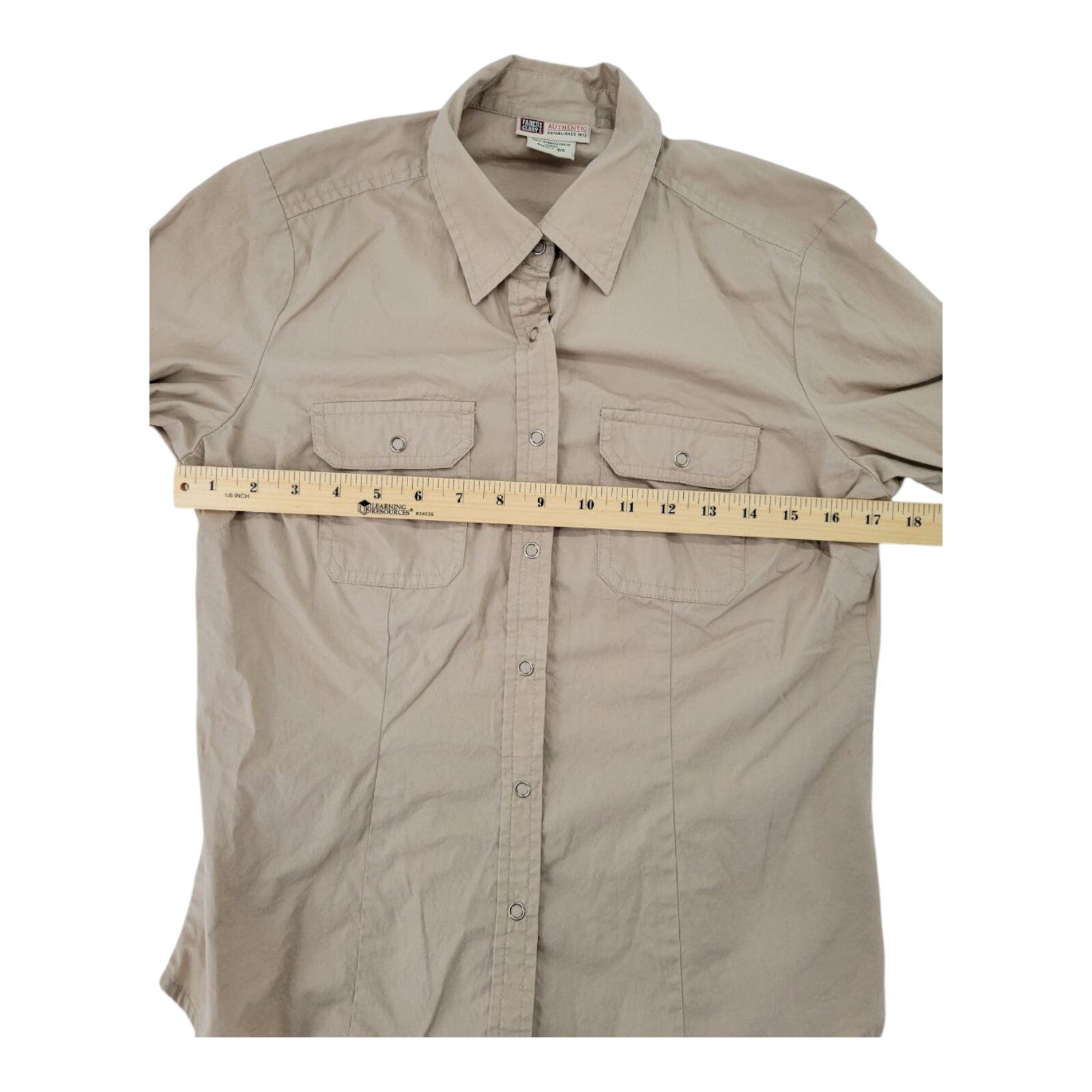 Faded Glory Beige Snap Button Long Sleeve Shirt Ladies Size Small 4/6