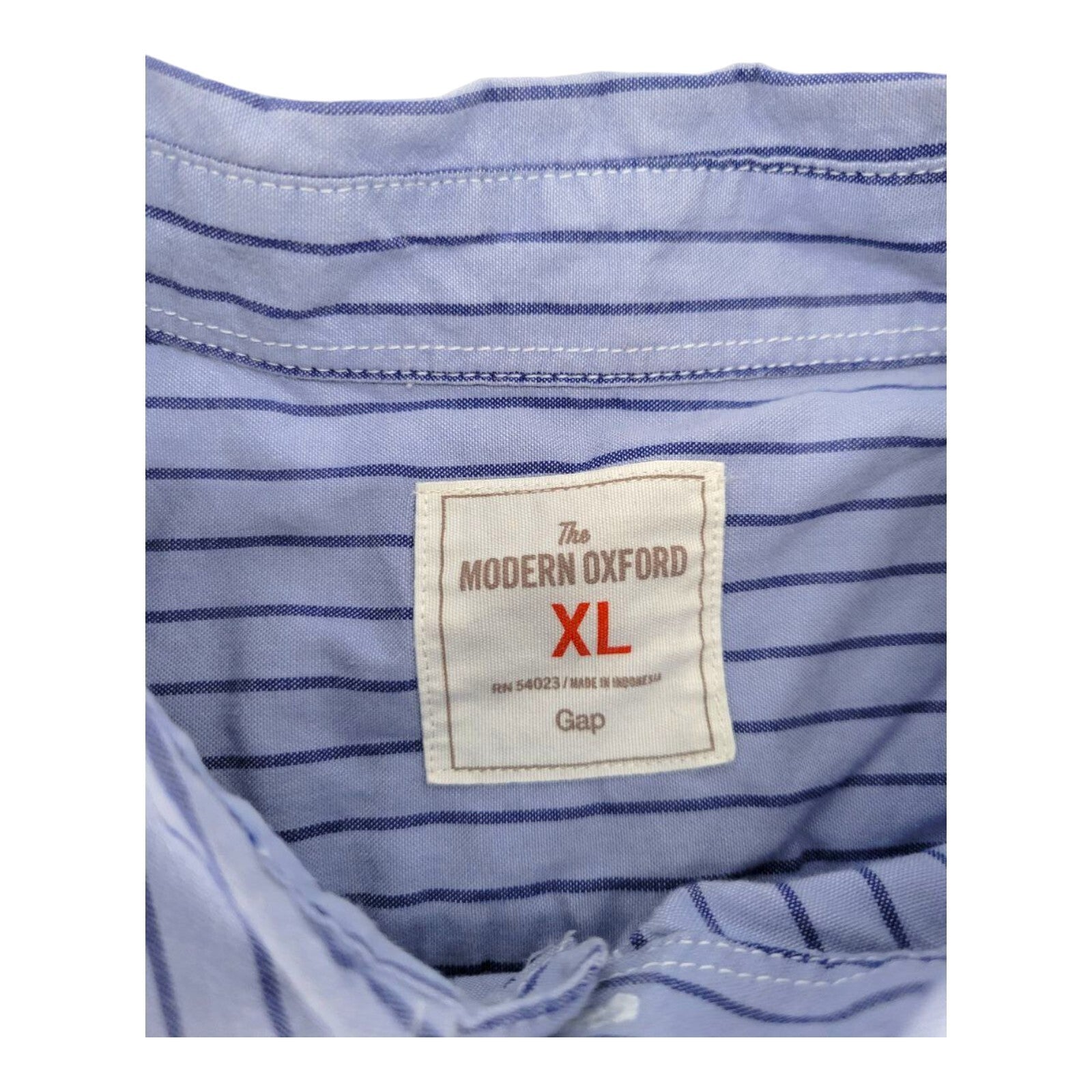 Gap Modern Oxford Blue Striped Shirt Mens Button Up Long Sleeve Size XL