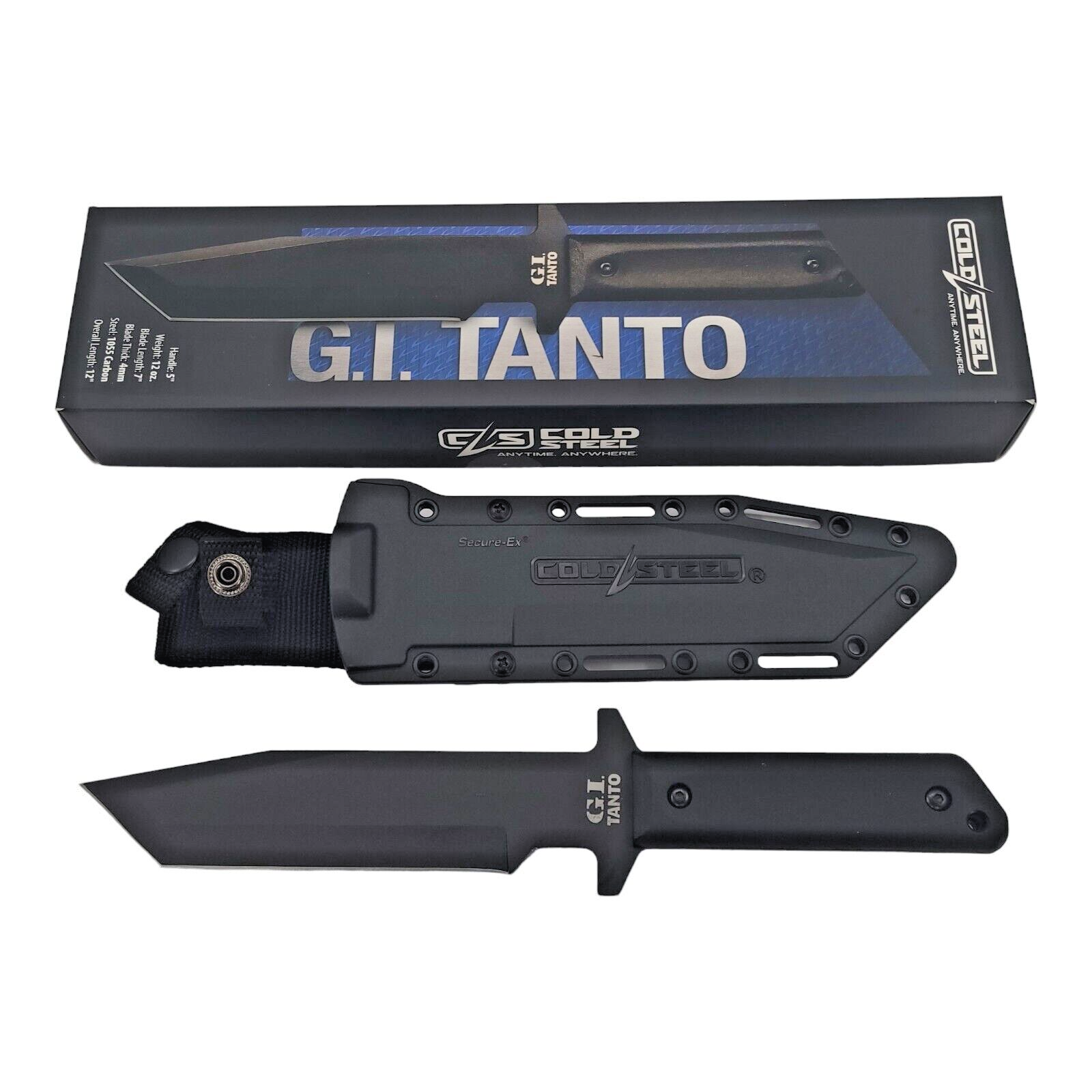 Cold Steel Black GI Tanto Fixed Blade Tactical Survival Knife With Sheath CS80PG