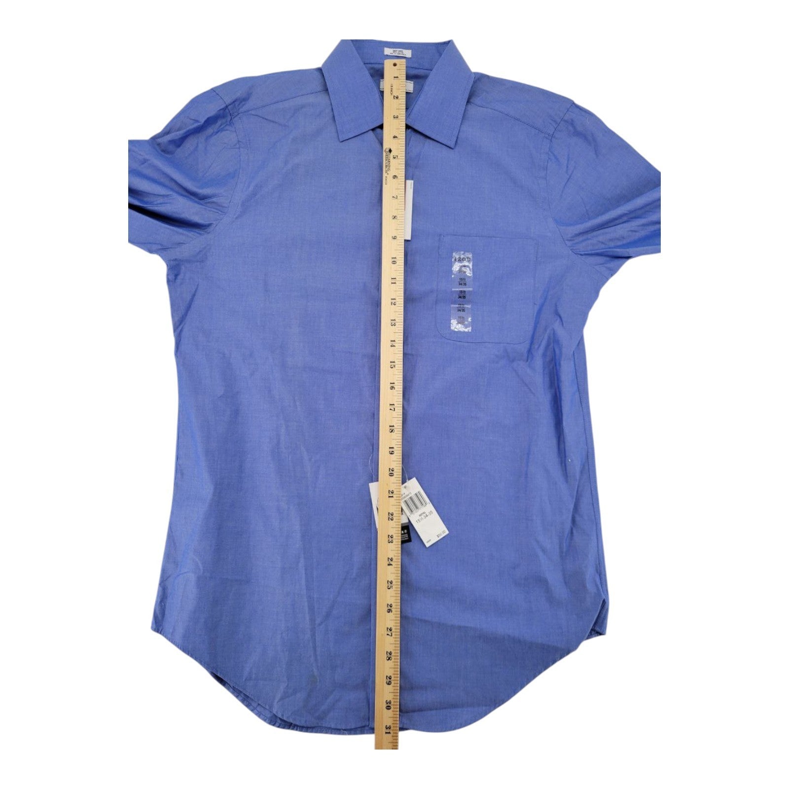 IZOD Men's Royal Blue Button Shirt 15.5 34/35 Long Sleeve Cotton Easy Care