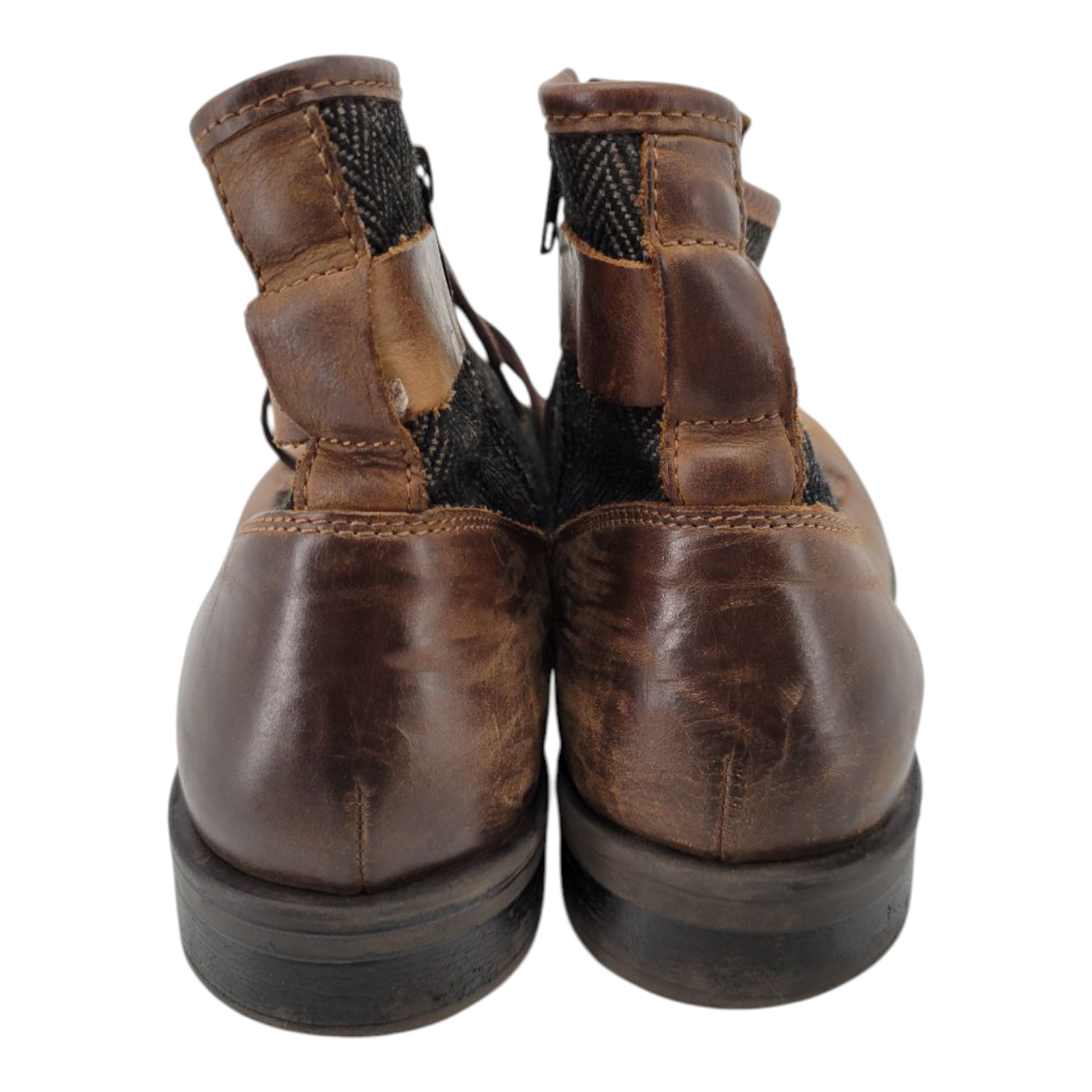 Venturini For Men Brown Leather Lace Up Boots Side Zip Size 10