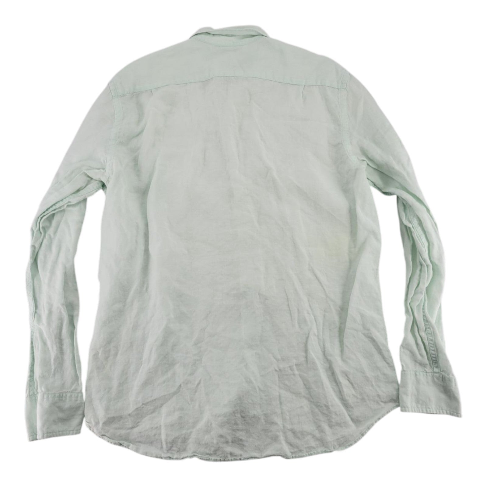 J Crew Irish Linen Mens Button Down Shirt Mint Green Long Sleeve Size L