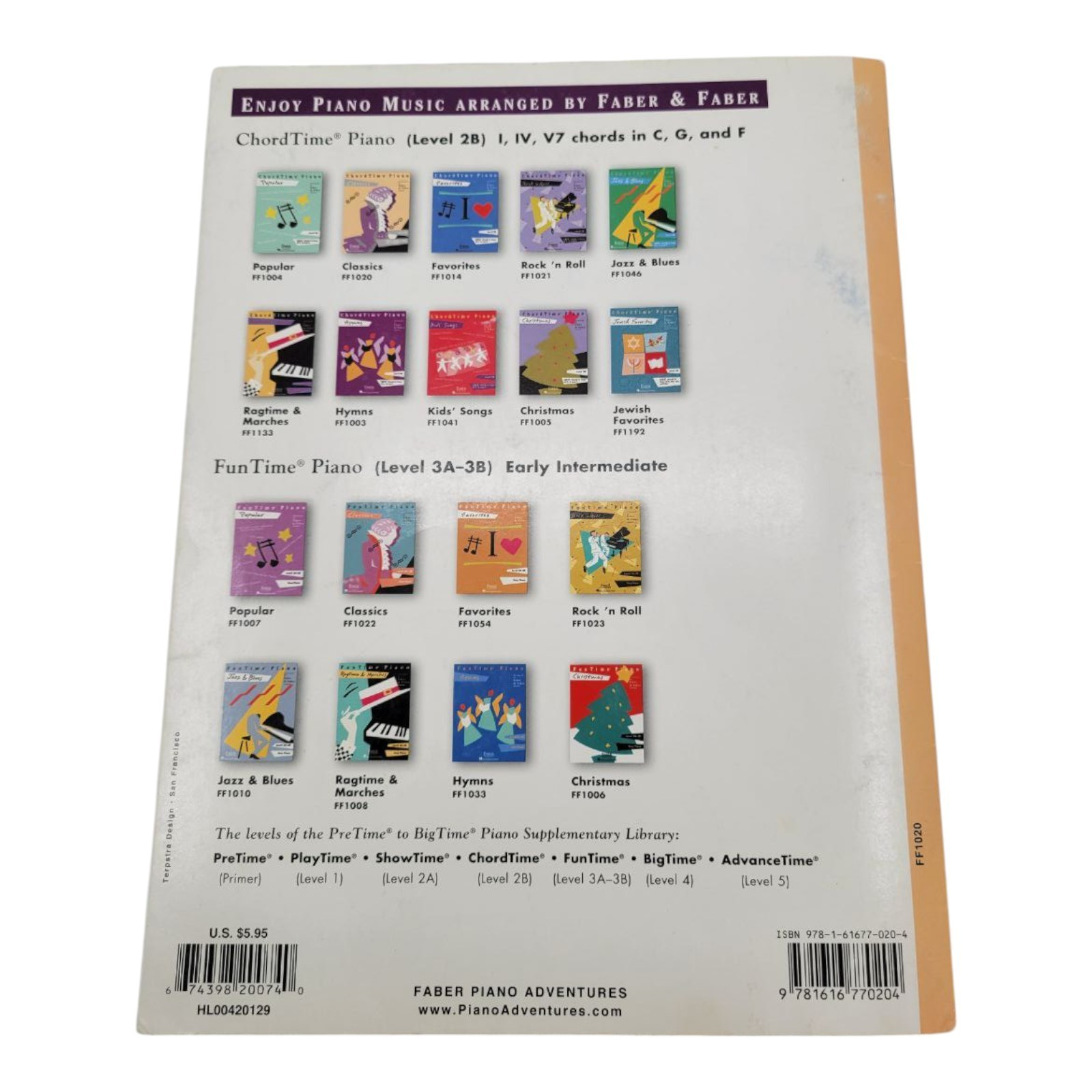 ChordTime Piano Classics Level 2B Faber Piano Adventures Sheet Music Book