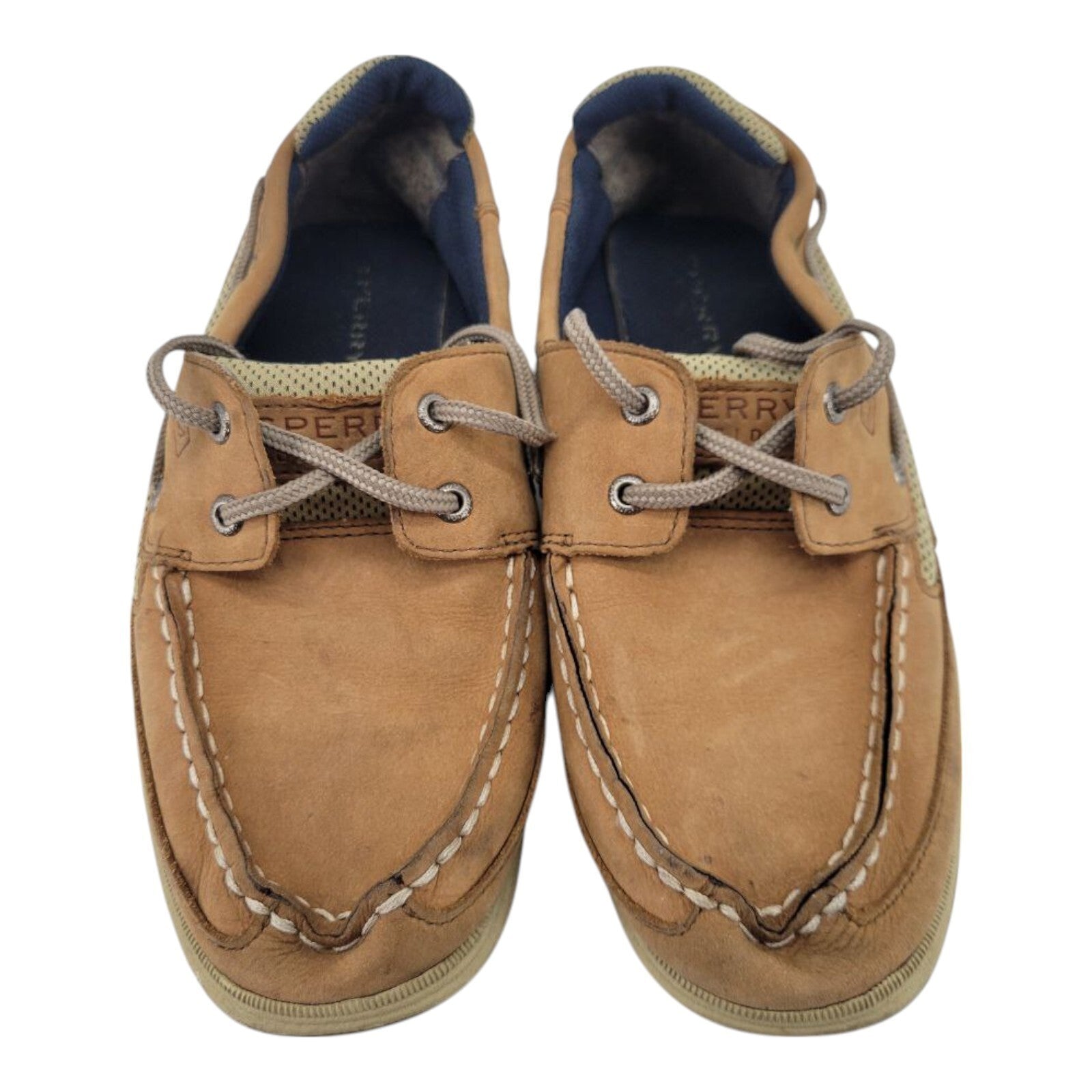 Sperry Top Sider Boys Lanyard Boat Shoes 2 Eye Tan Leather US 4.5M EU 37