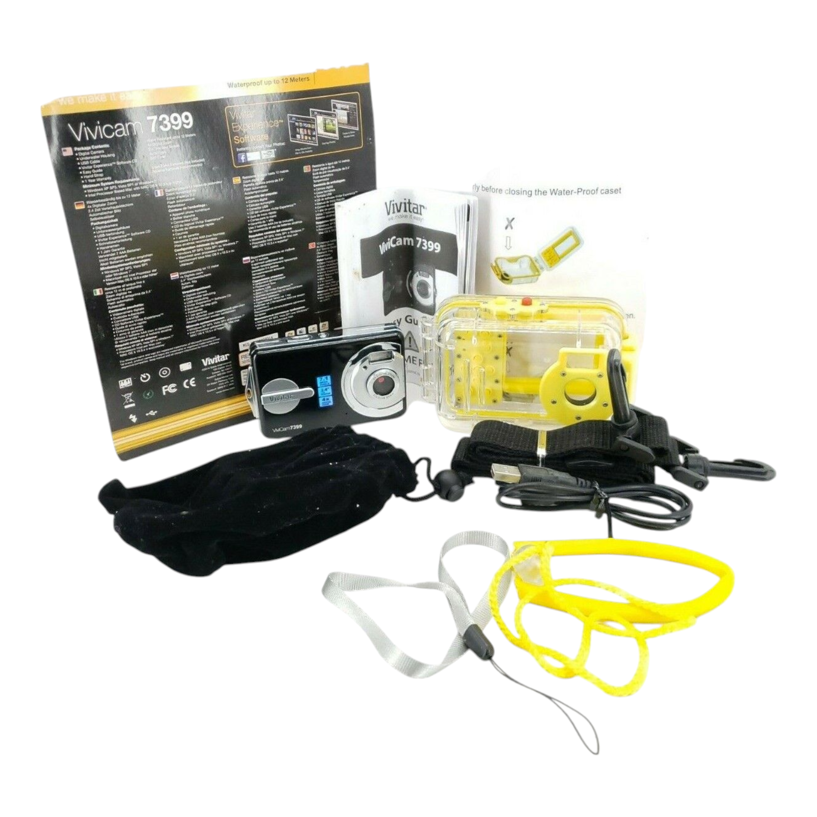 Vivitar 7399 DIG CAM 7MP 2.4" LCD SD Camera with Waterproof Case and Manual