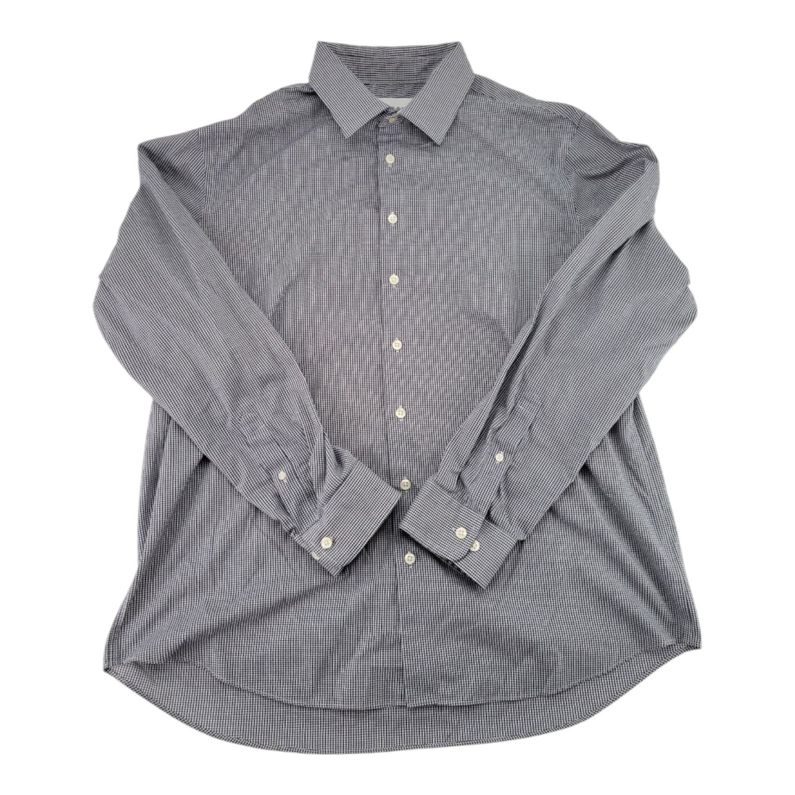 Goodfellow & Co Men's XL Dress Shirt Blue White Check Button-Up Long Sleeve