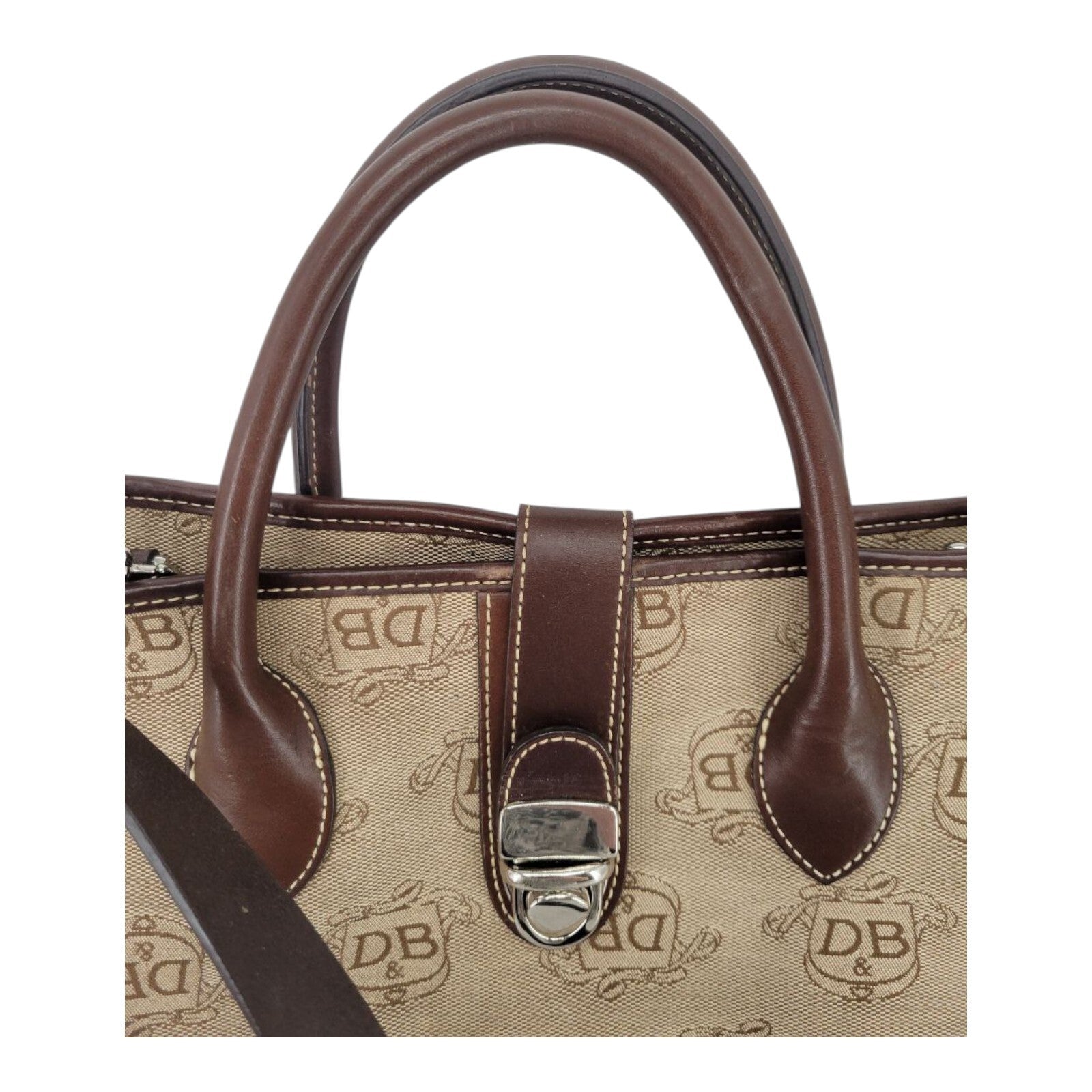 Dooney & Bourke D&B Canvas Brown Tan Satchel Tote Cross Purse Body Bag